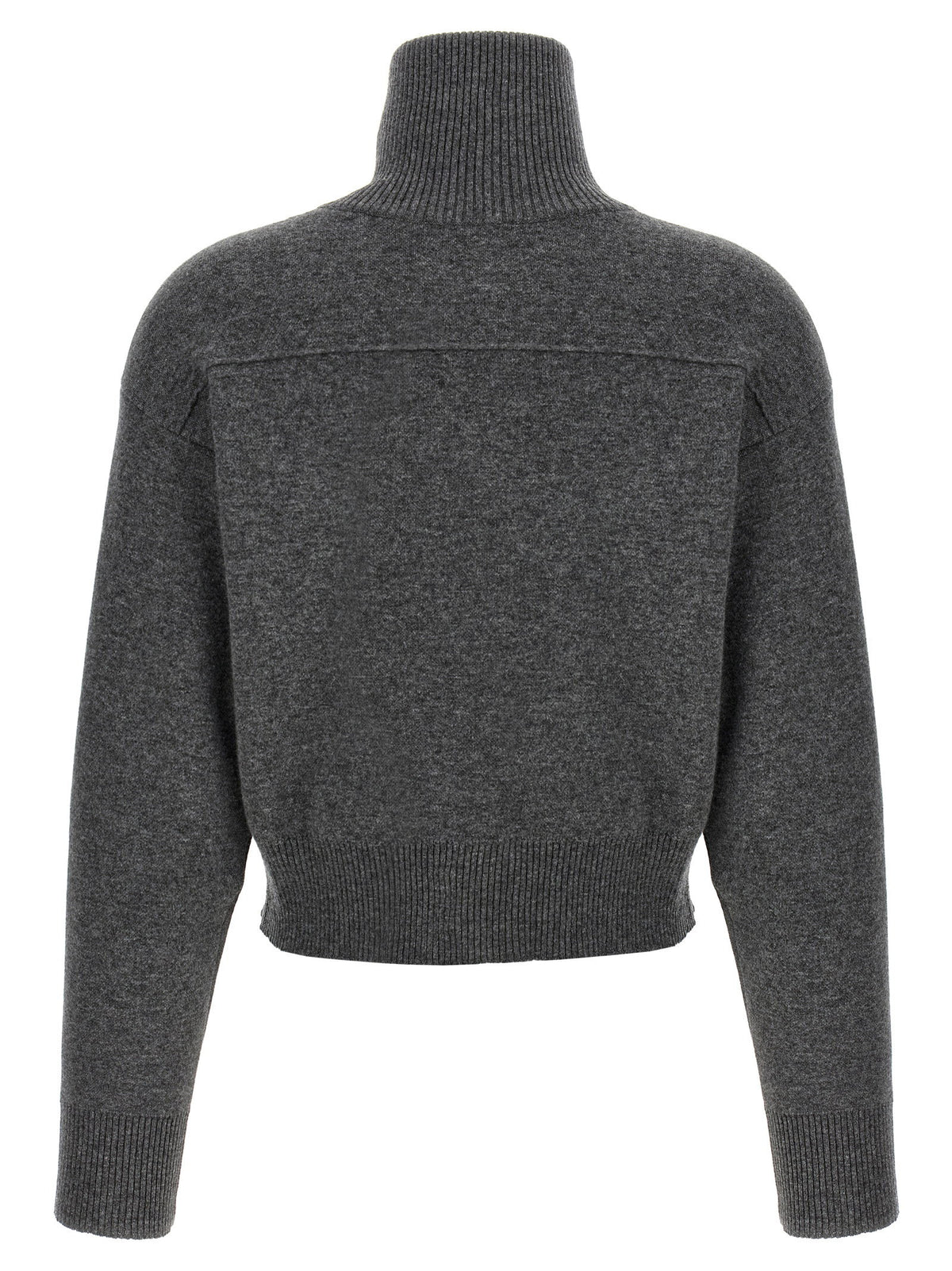 Brunello Cucinelli Shiny Zipper Pull Wool Cardigan