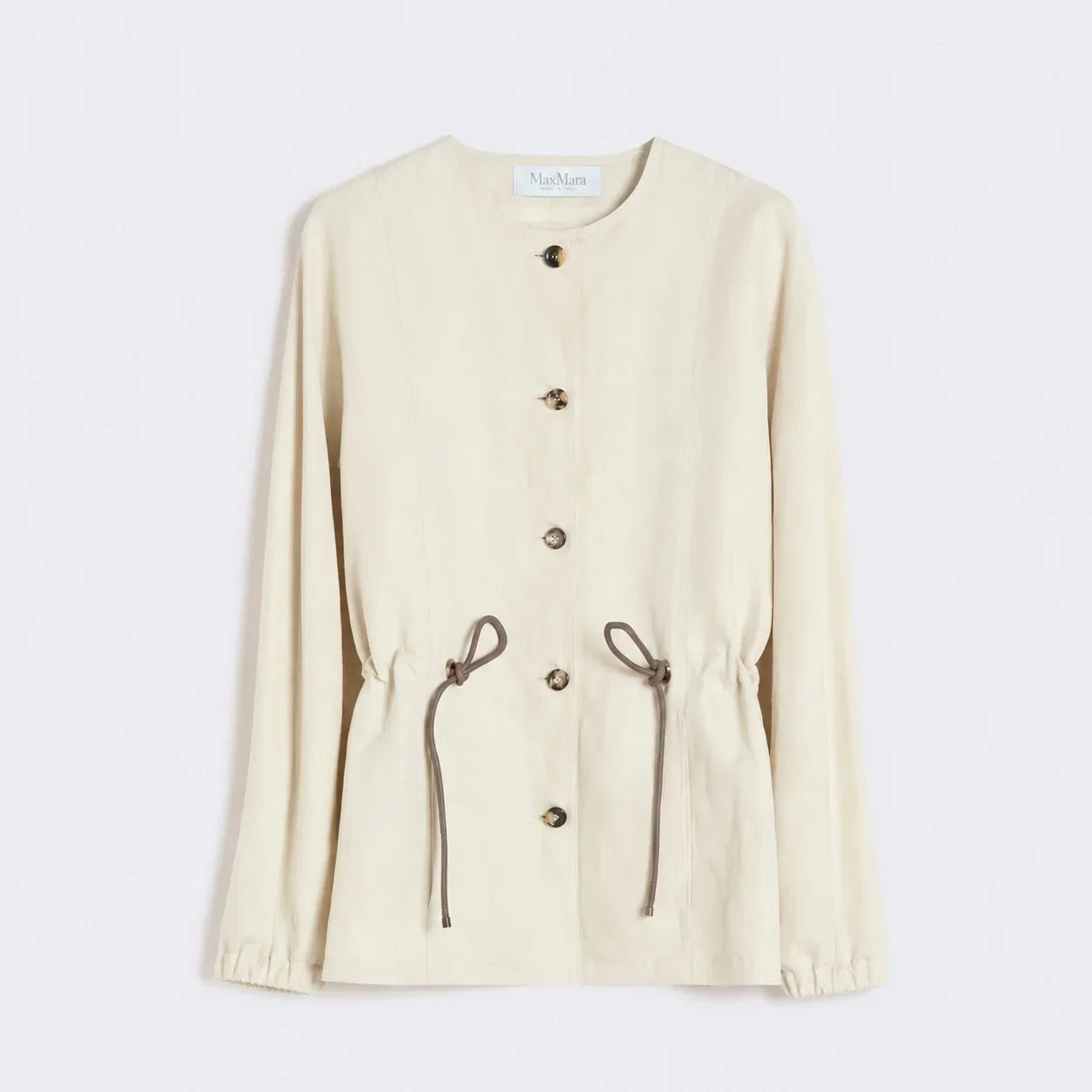 Max Mara Beige linen and silk jacket with drawstring