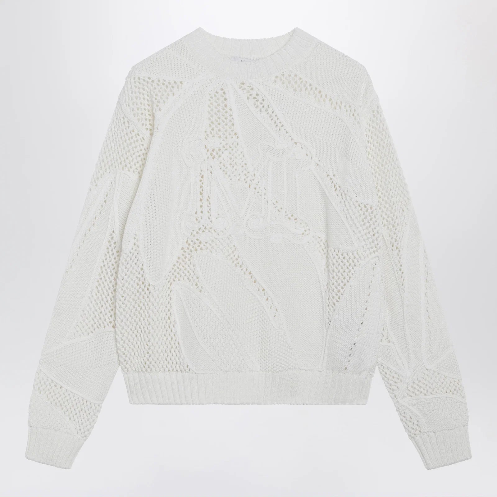 Max Mara Embroidered cotton crewneck sweater in white