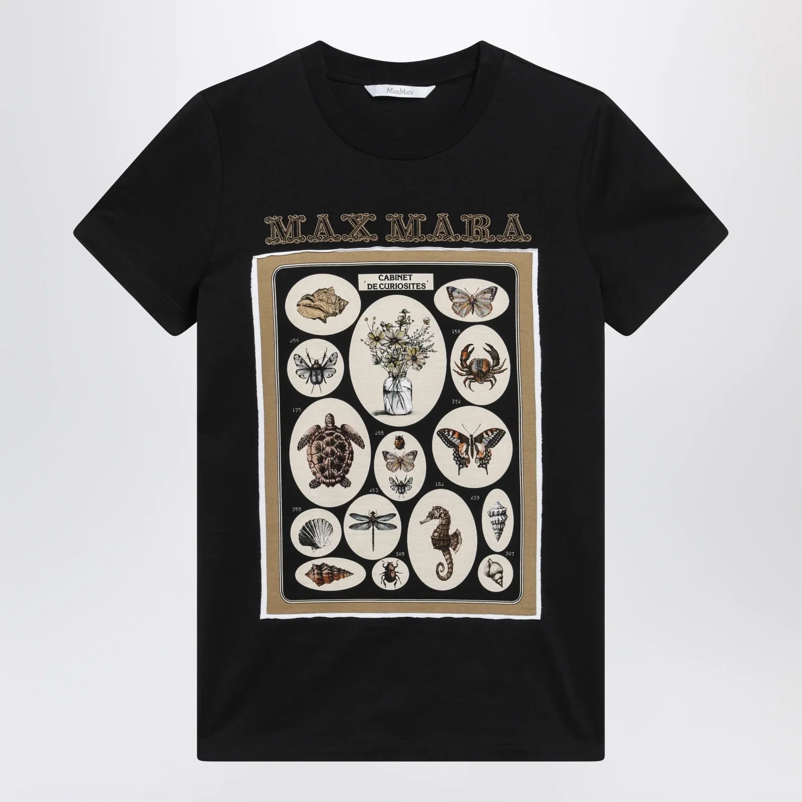 Max Mara Black cotton jersey T-shirt with front print