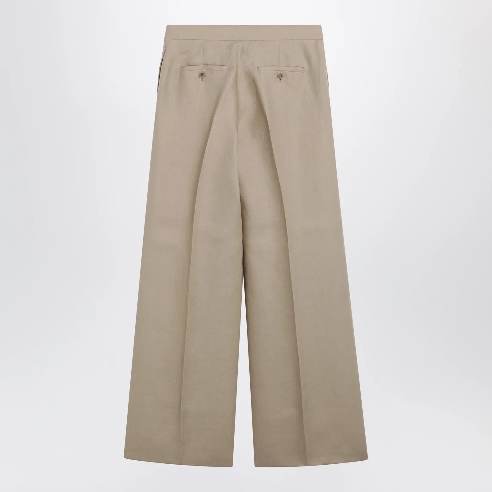 Max Mara Regular-fit linen natté trousers in sand
