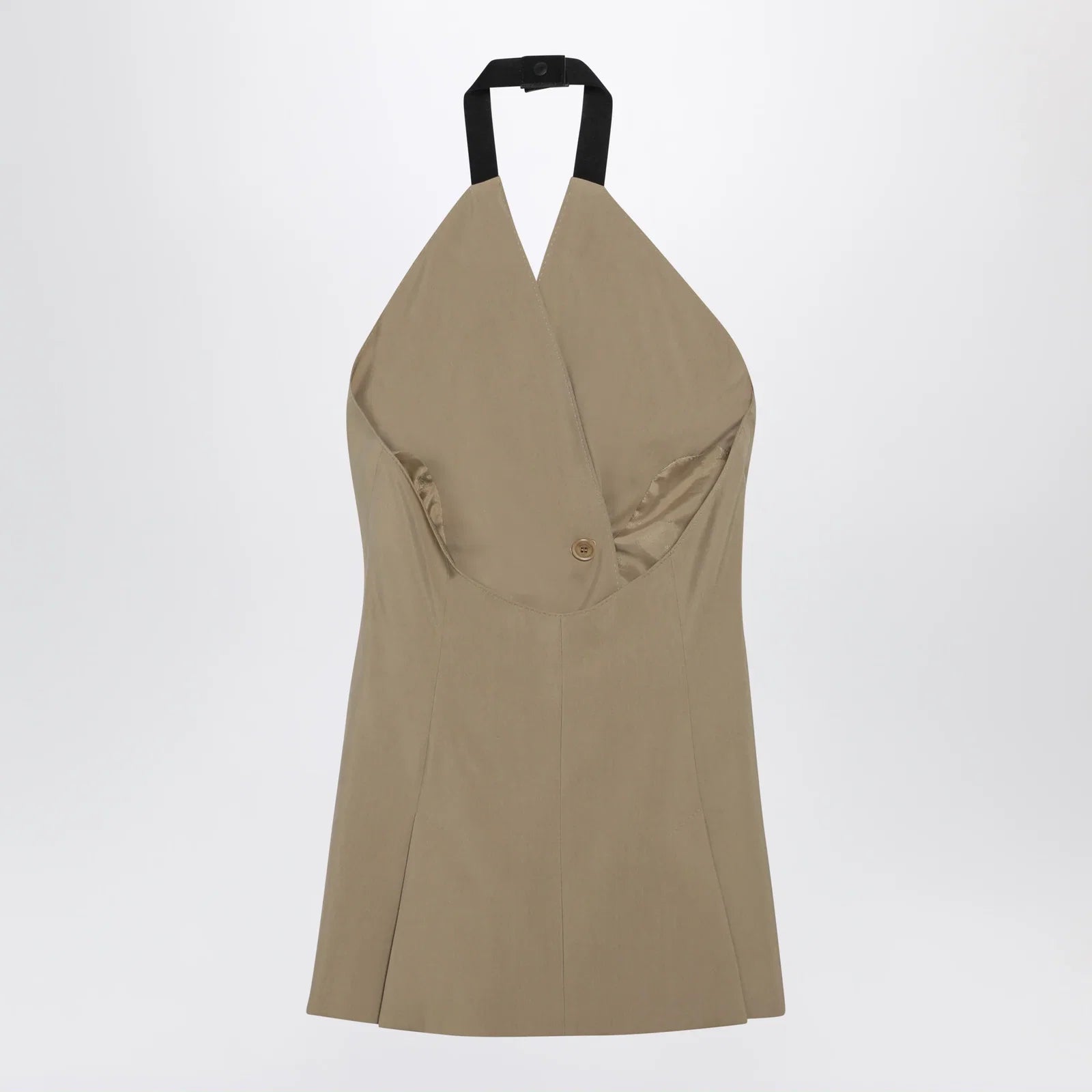 Max Mara Sleeveless jacket in sand-colored wool and silk poplin
