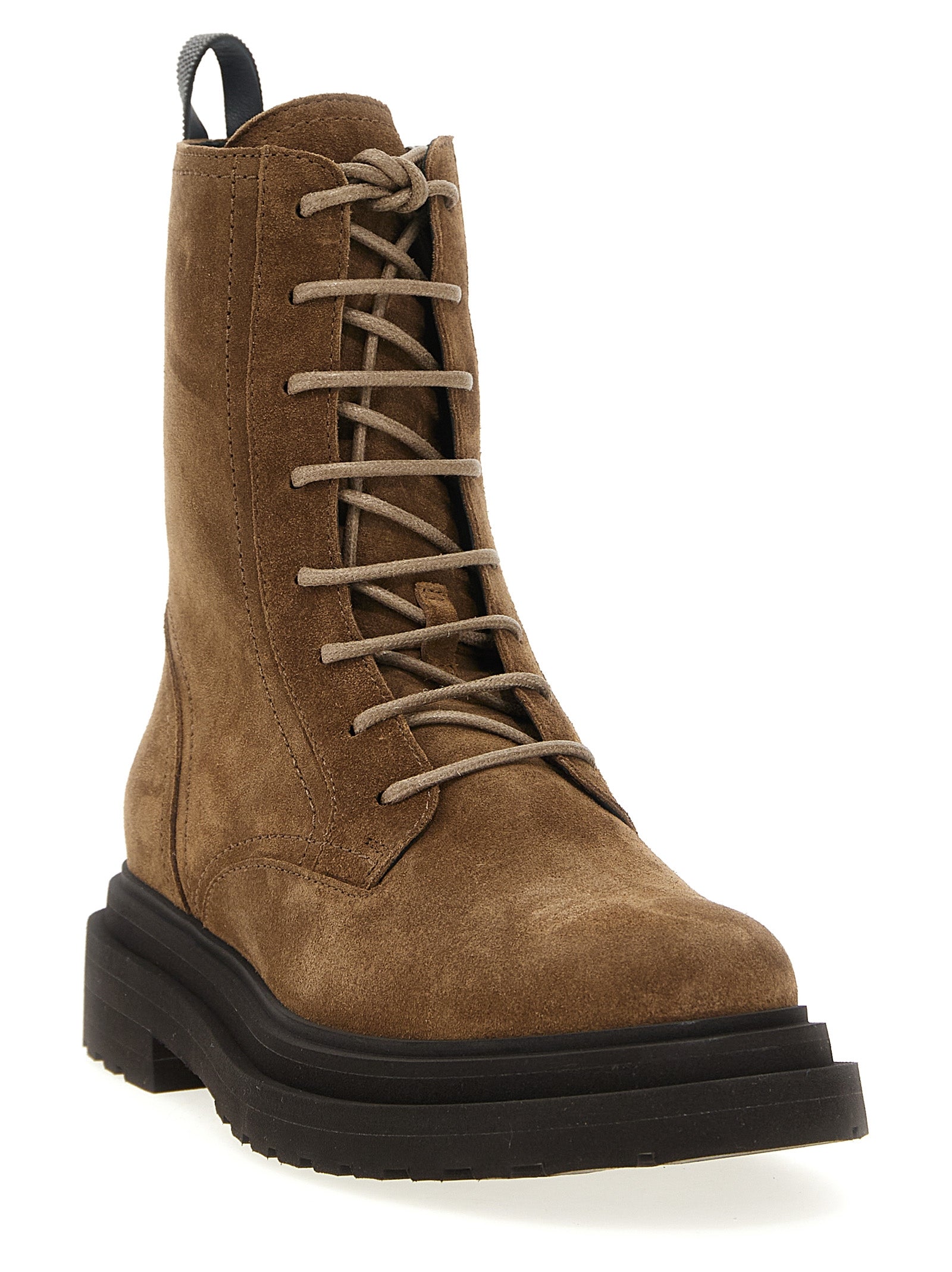Brunello Cucinelli Suede Combat Boots Monile