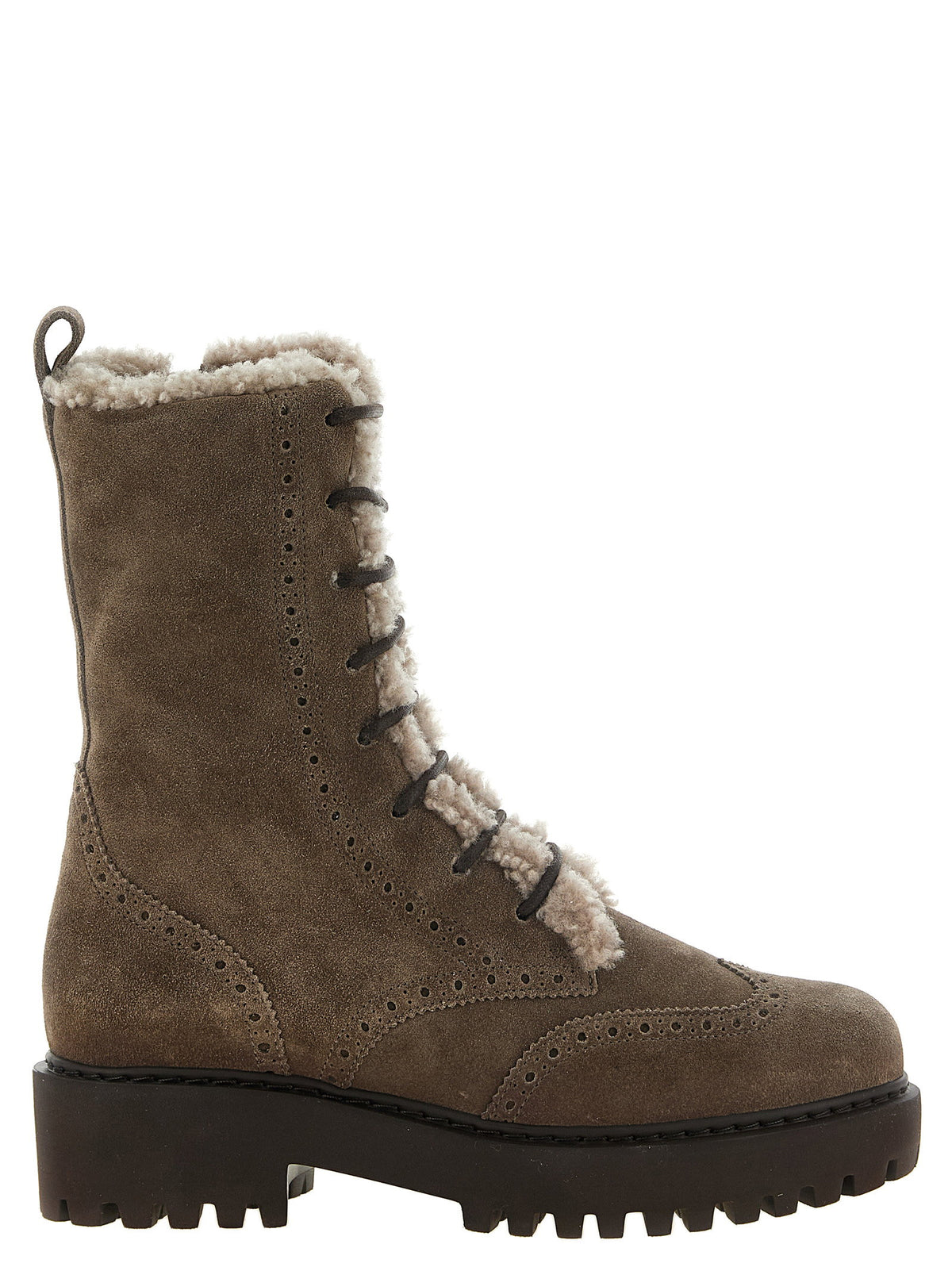 Brunello Cucinelli Suede And Brown Shearling Ankle Boots