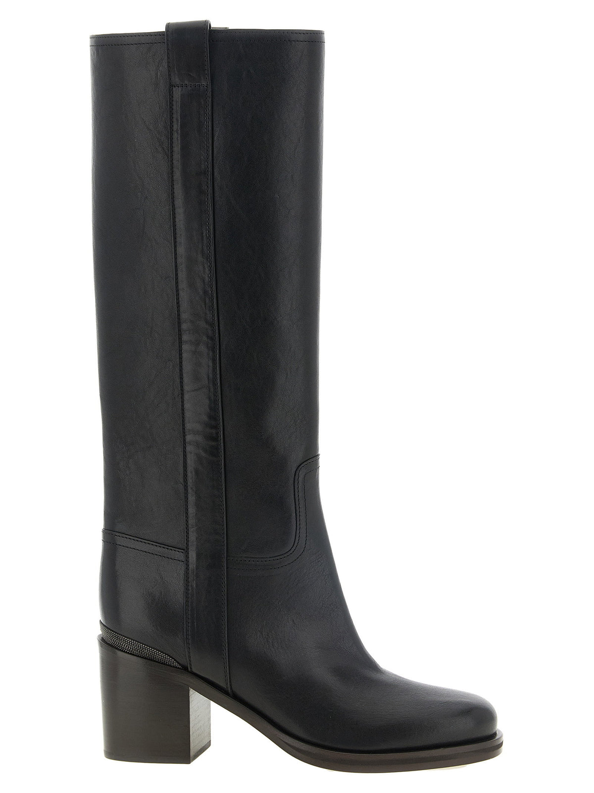 Brunello Cucinelli Black Riding Leather Boots