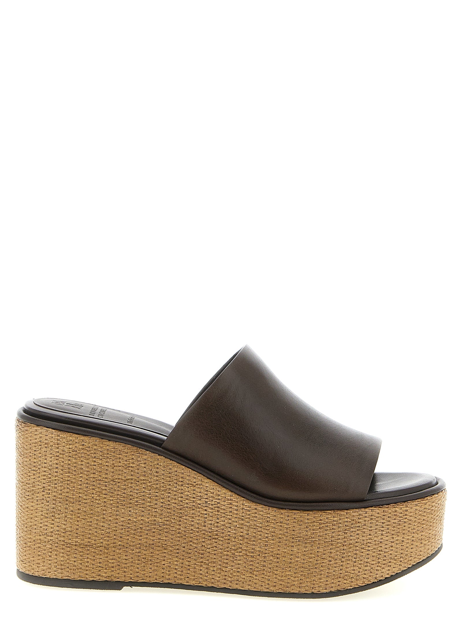 Brunello Cucinelli Leather And Raffia Wedges