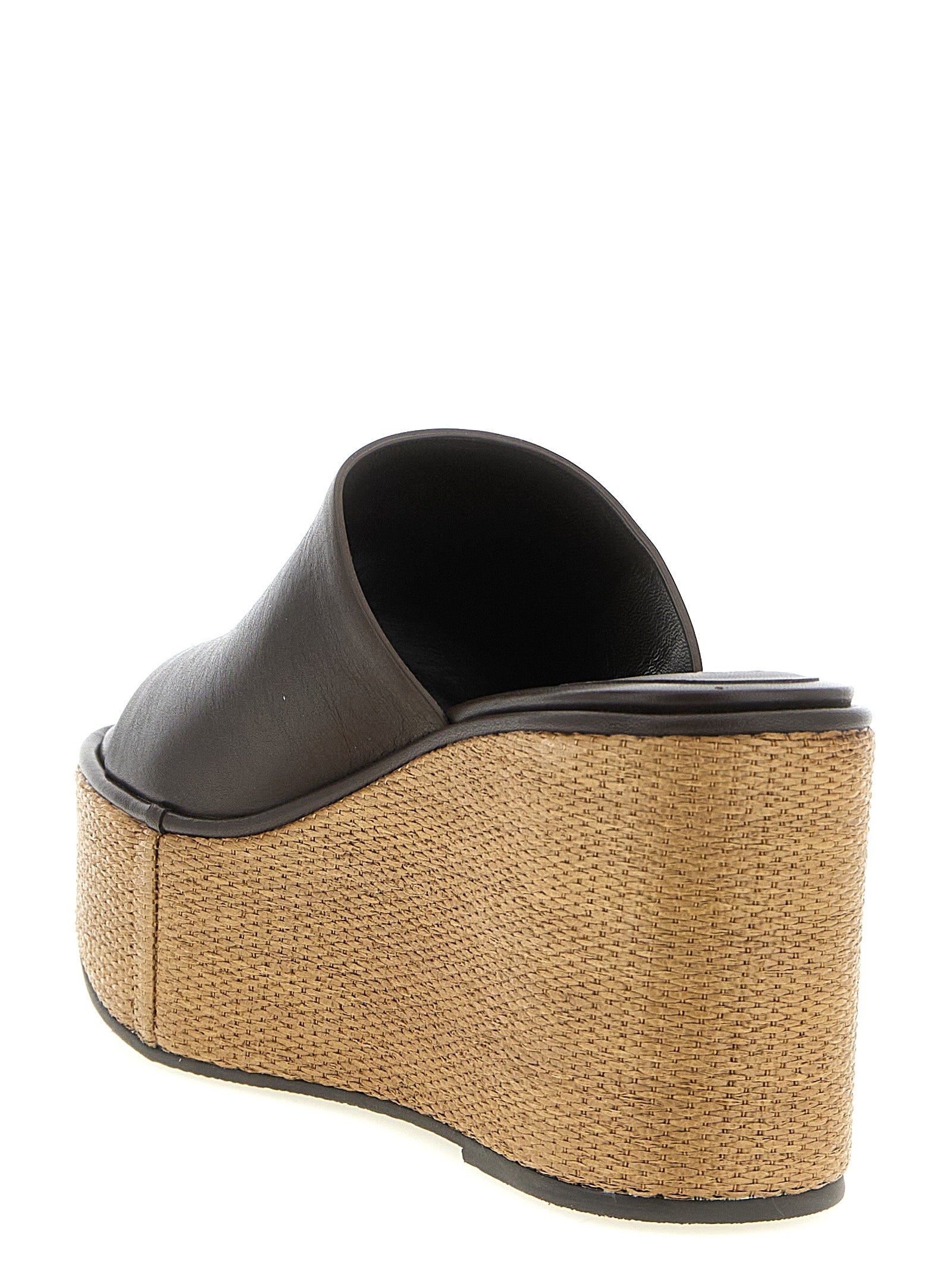 Brunello Cucinelli Leather And Raffia Wedges