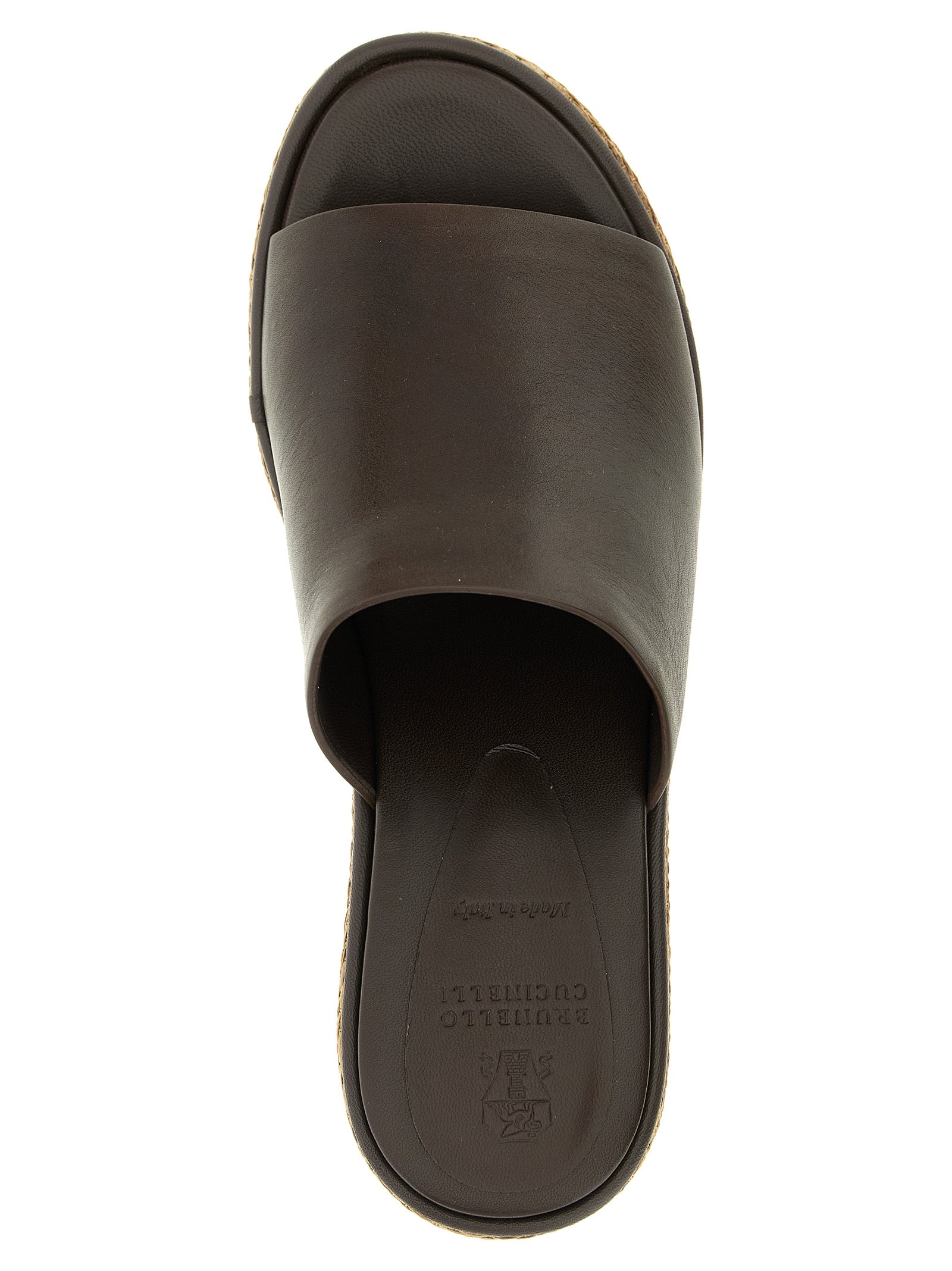 Brunello Cucinelli Leather And Raffia Wedges