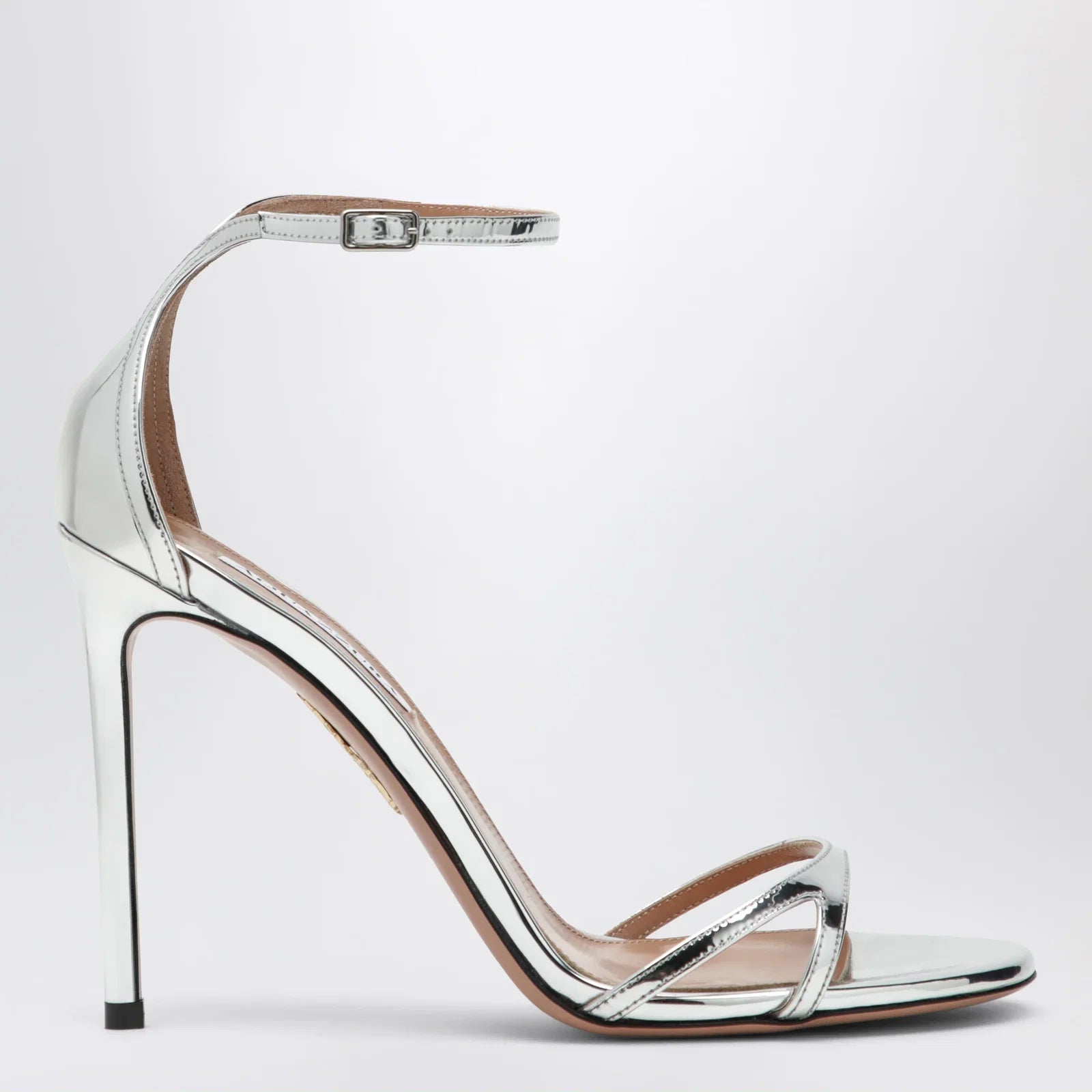 Aquazzura Nuda 85 sandals in silver metallic leather