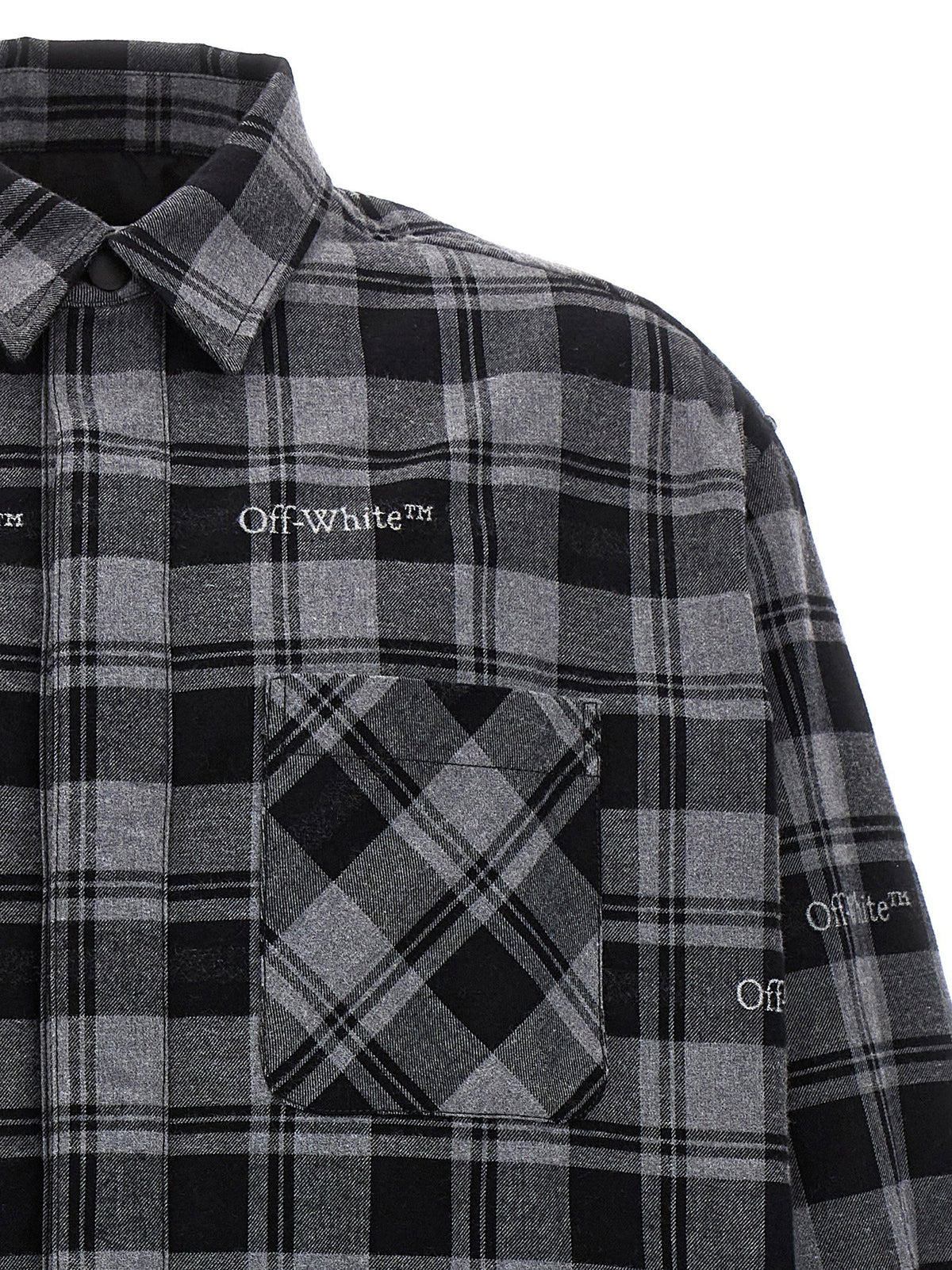 Off White Check Flannel Padded Jacket