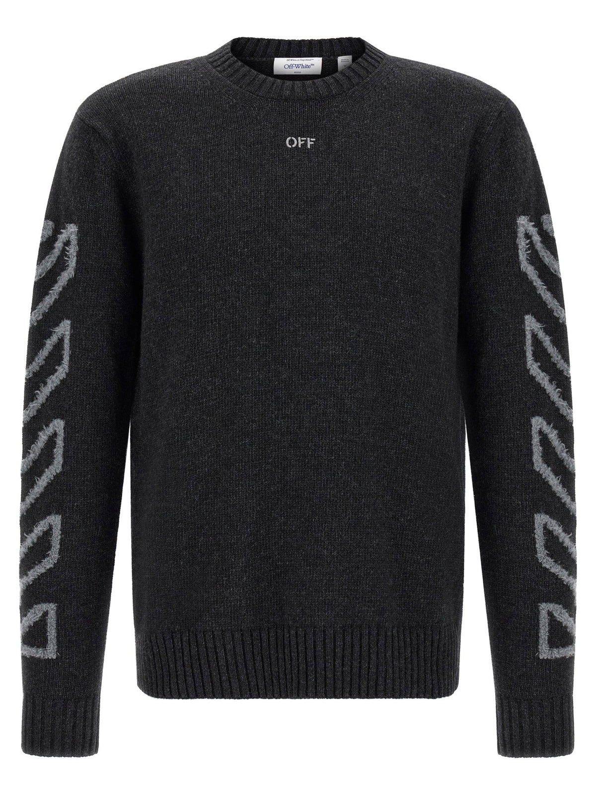 Off White Diag Arrow Fuzzy Sweater With Intarsia