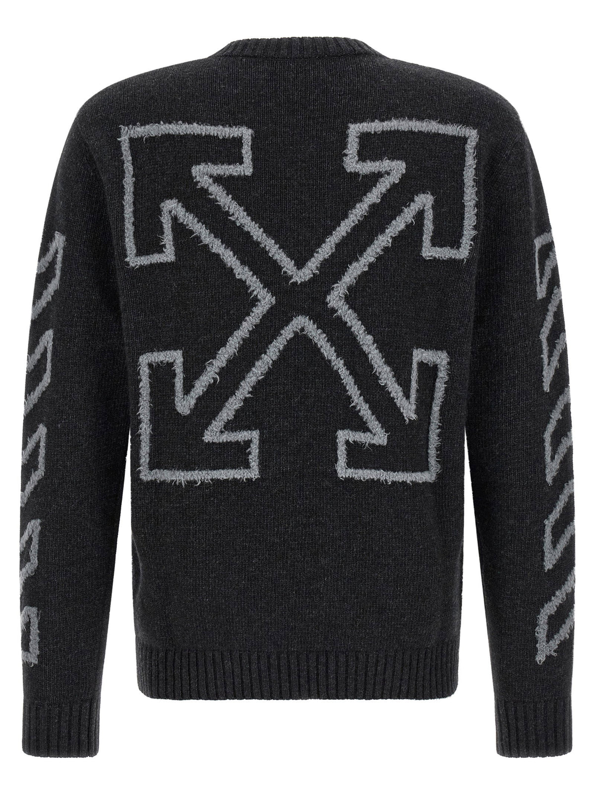 Off White Diag Arrow Fuzzy Sweater With Intarsia
