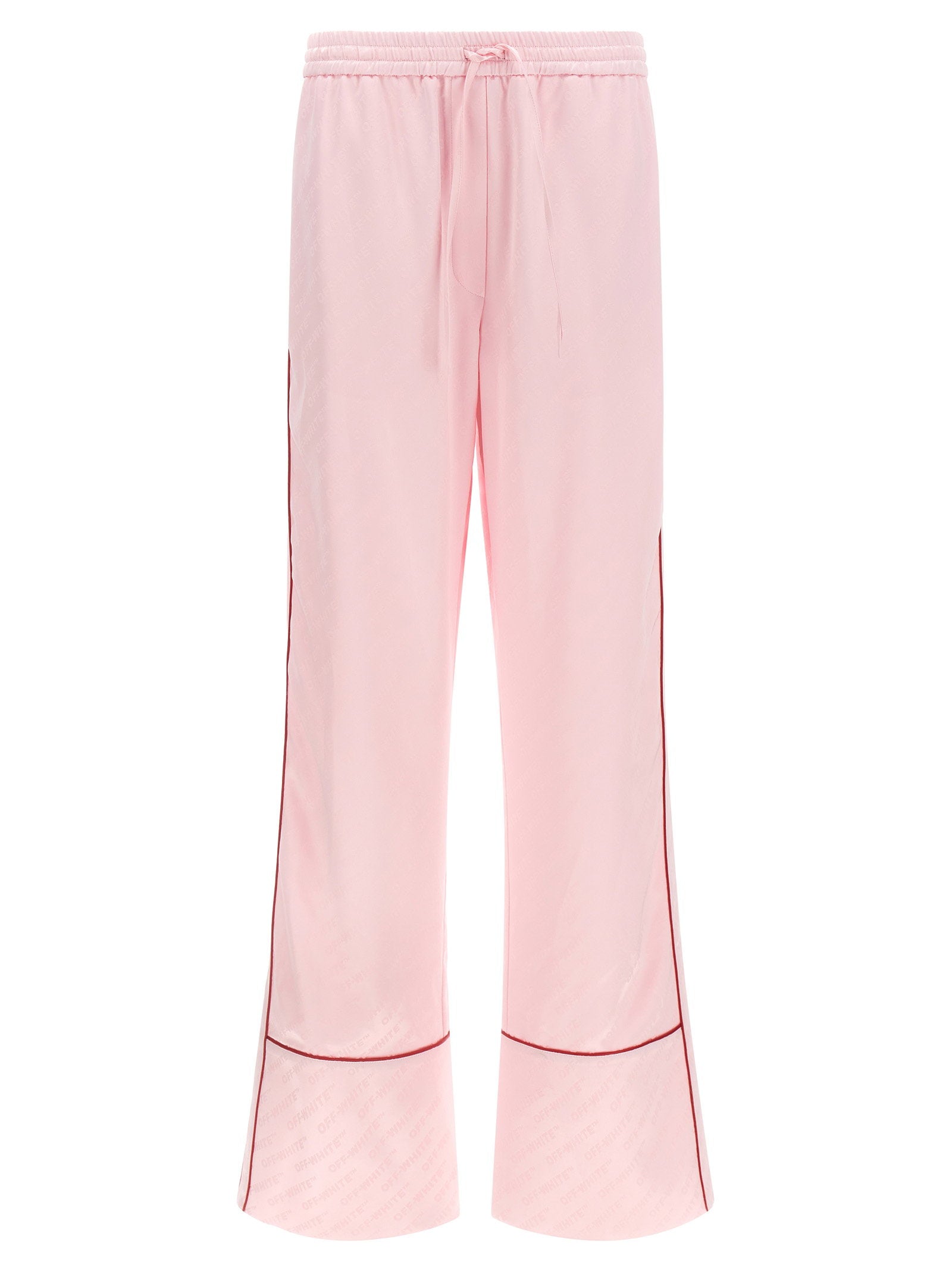 Off White Jacquard Satin Pajama Pants