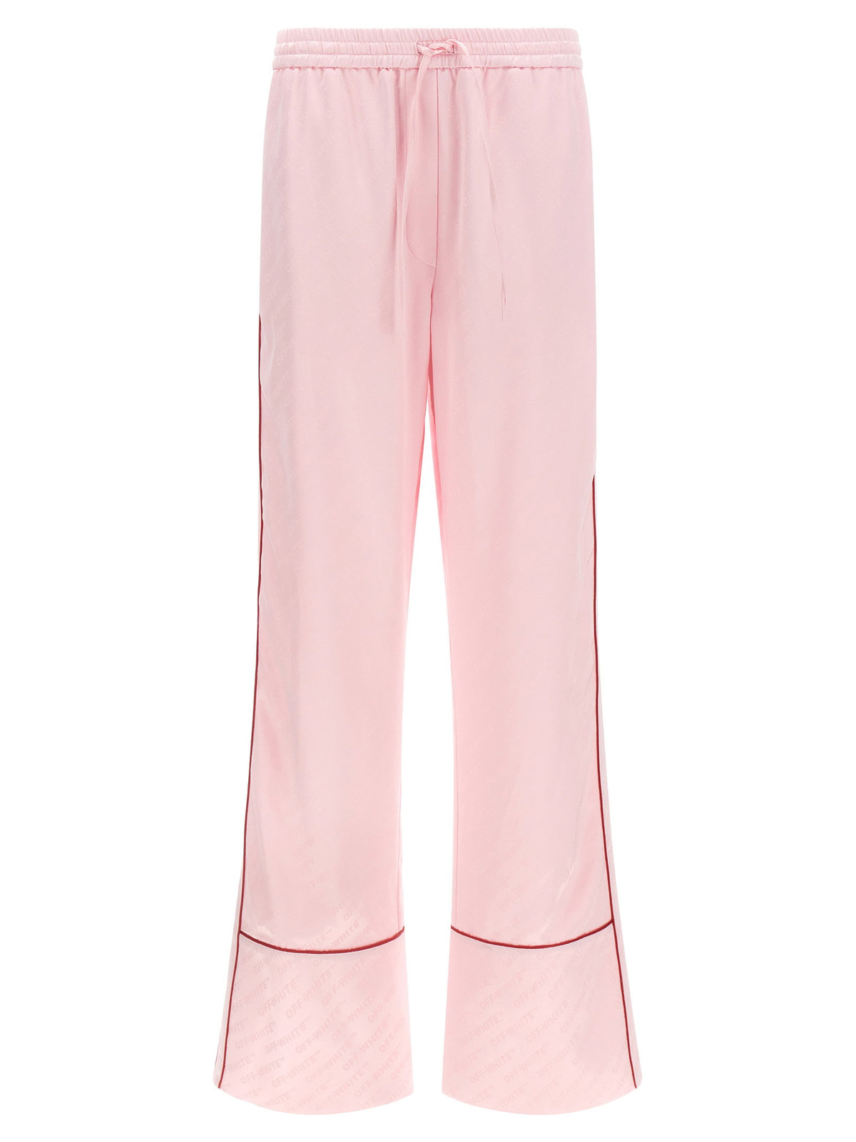Off White Jacquard Satin Pajama Pants