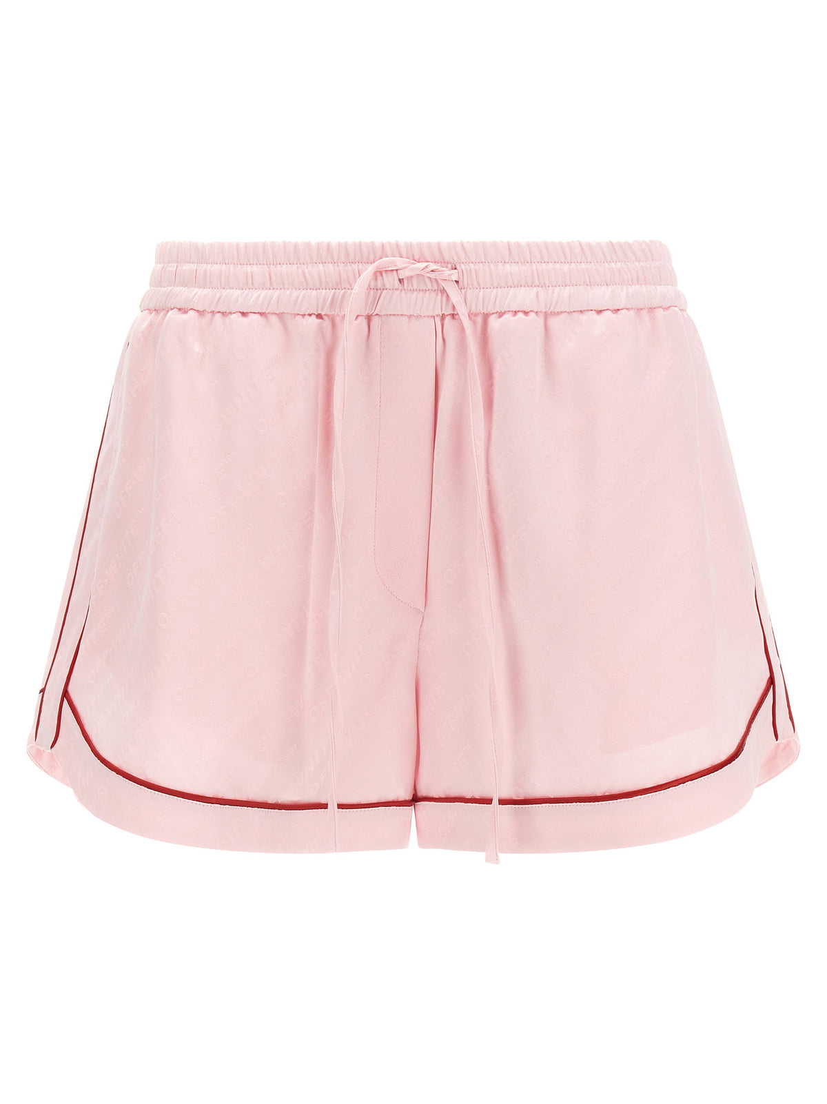 Off White Jacquard Satin Pajama Shorts