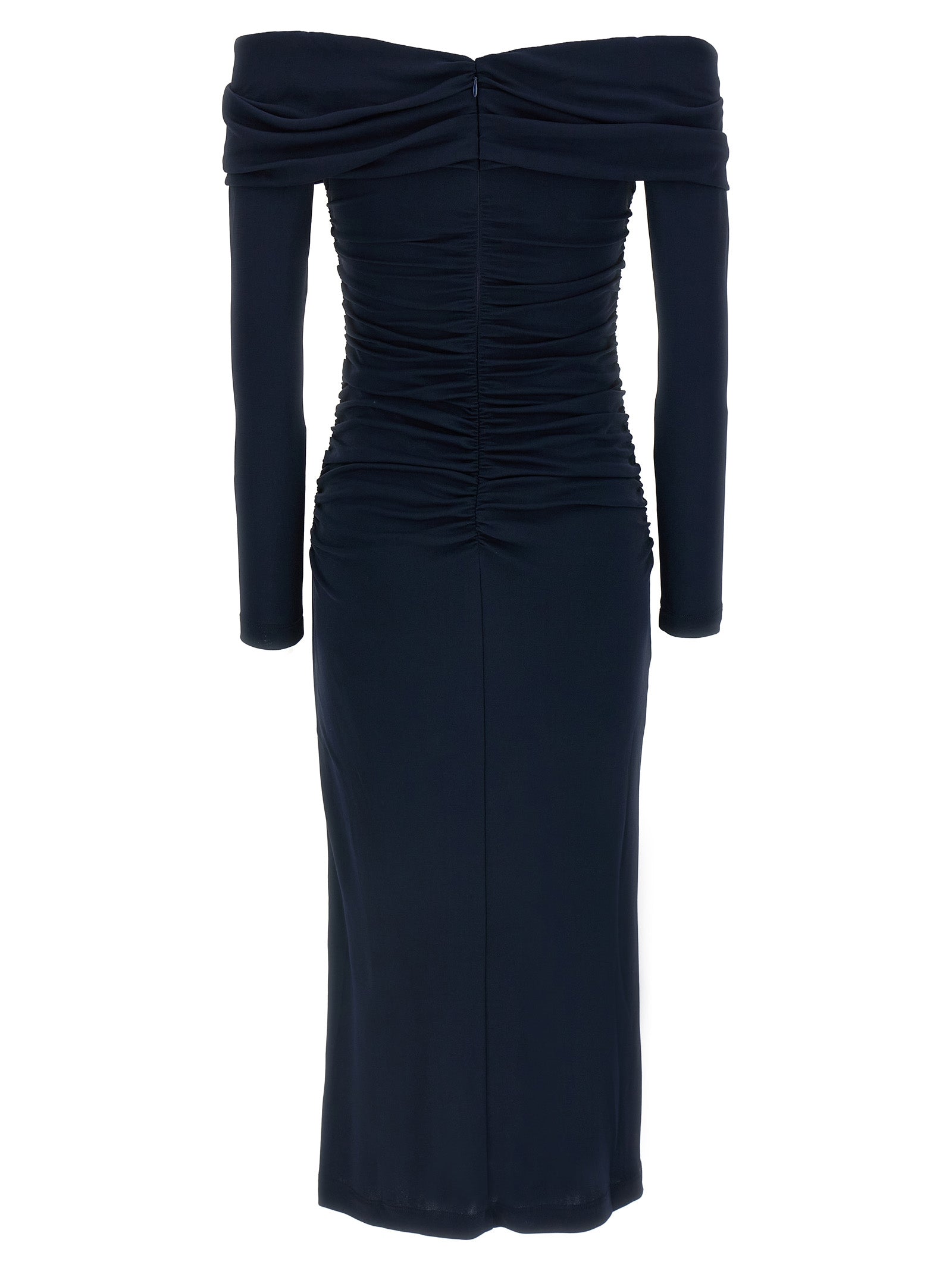 Carolina Herrera Off-shoulder 3/4 Slv Ruched Midi Dress