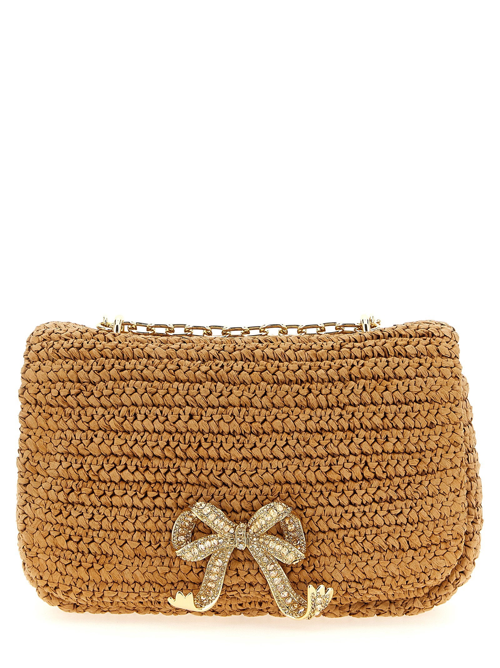 Self-Portrait Raffia Bow Charm Shoulder Bag