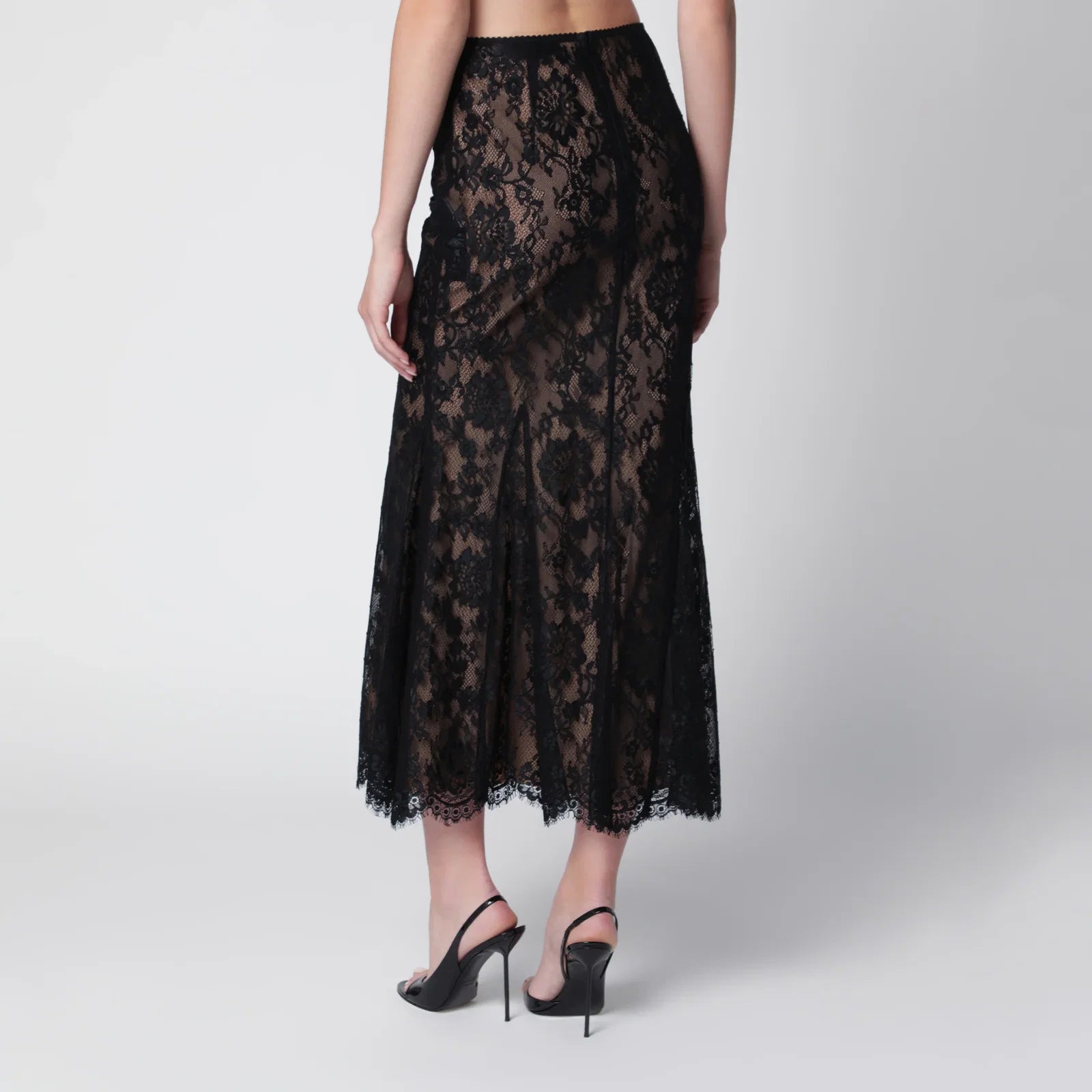 Self-Portrait Lace midi skirt in black