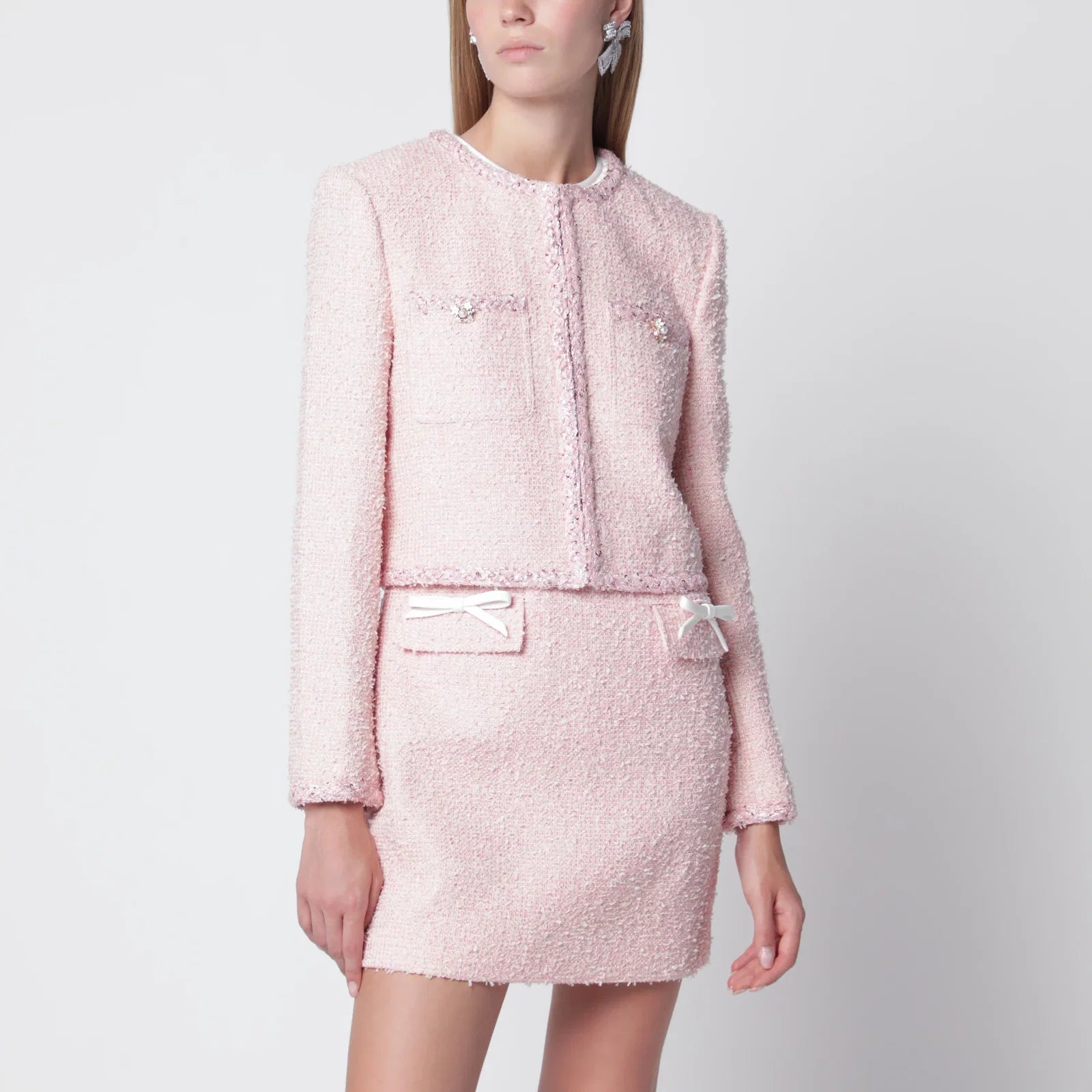 Self-Portrait SELF PORTRAIT Pink bouclé jacket