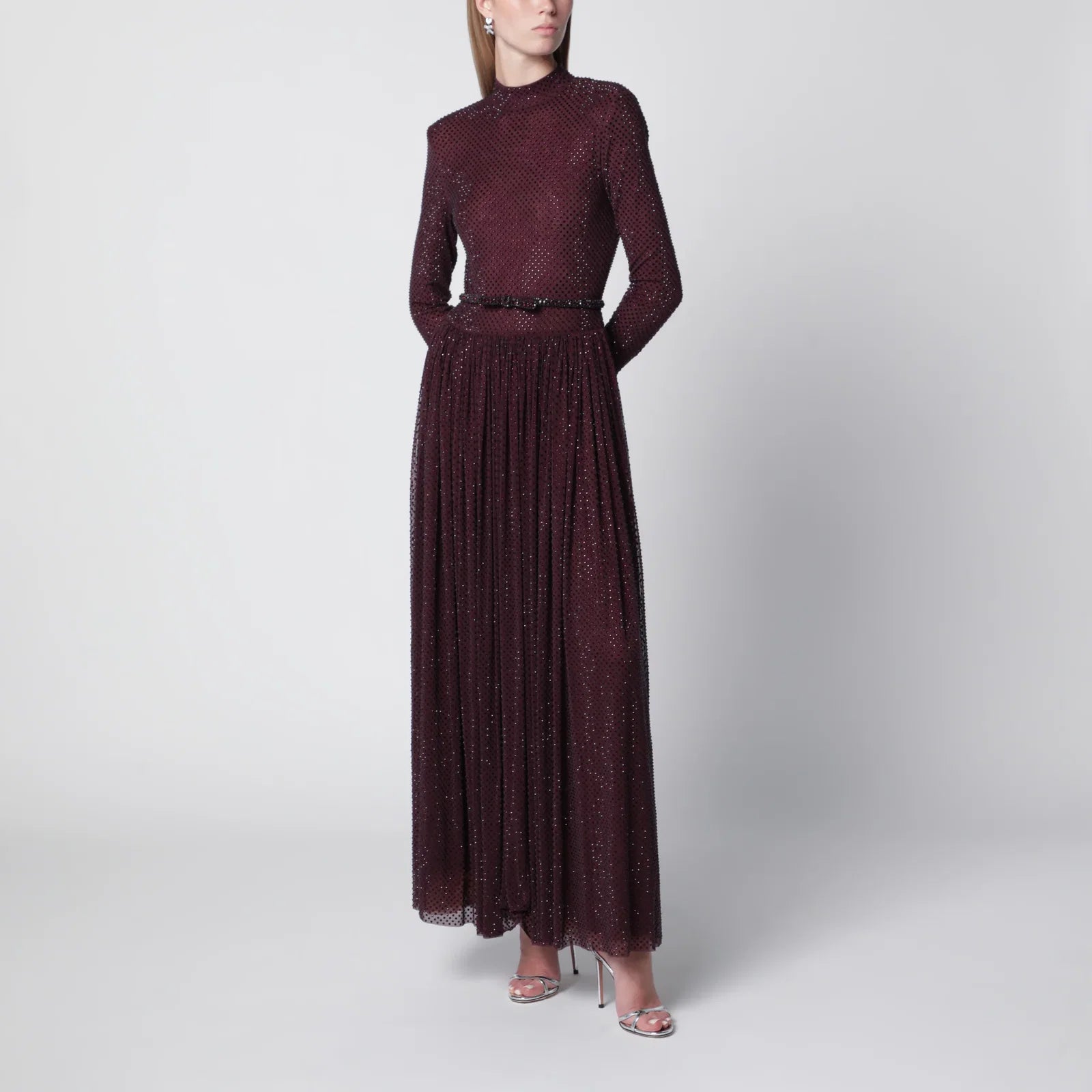 Self-Portrait SELF PORTRAIT Burgundy long dress with rhinestones