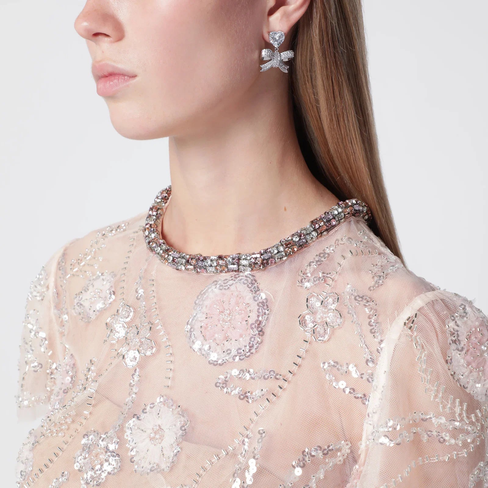 Self-Portrait Floral sequin midi dress in pink polyester