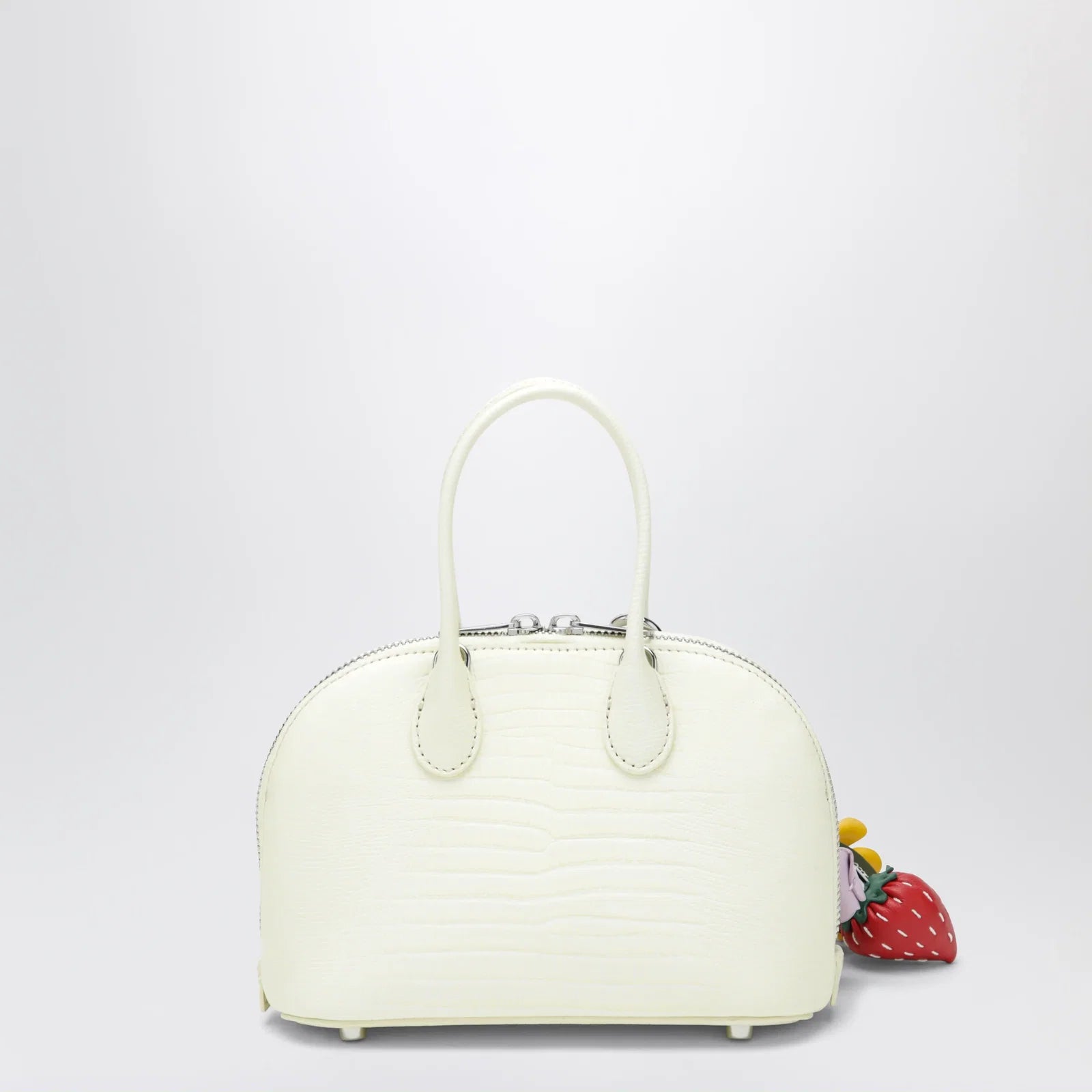Self-Portrait Mini embossed leather bowling bag in yellow