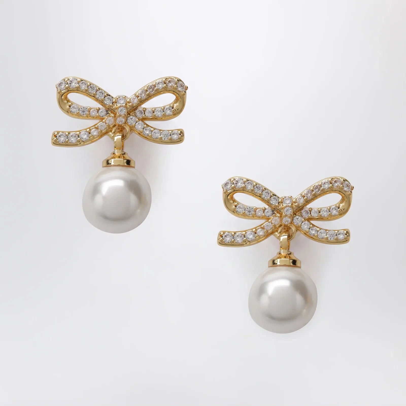 Self-Portrait SELF PORTRAIT Bow earrings with pearls in gold-plated brass
