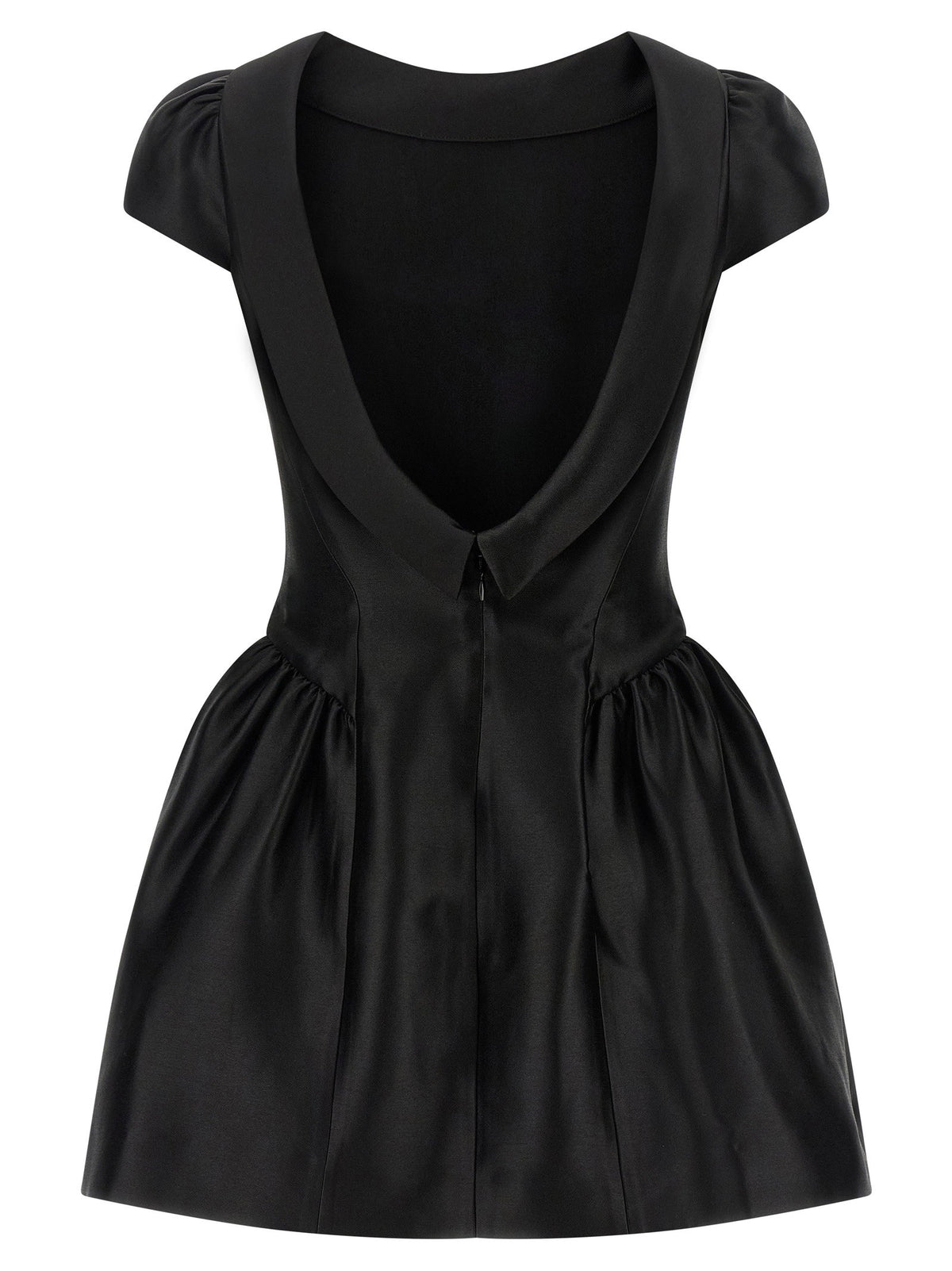 Self-Portrait Black Taffetà Collared Mini Dress