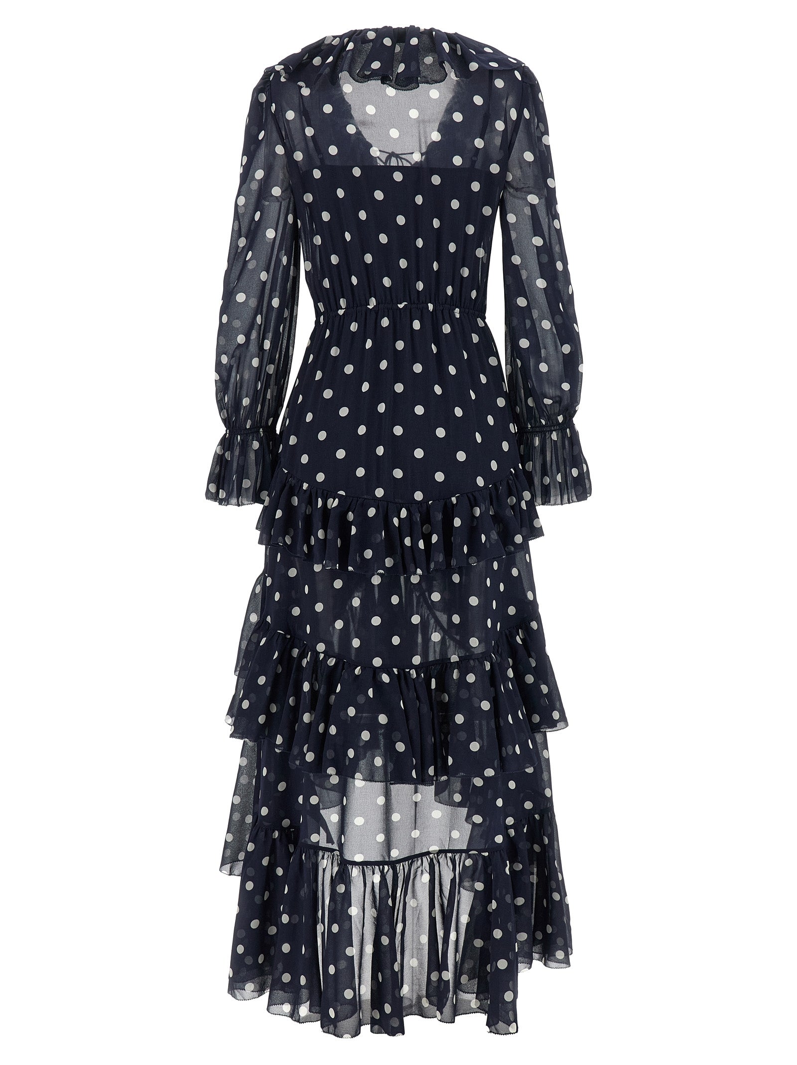 Self-Portrait Polka Dot Georgette Ruffle Maxi Dress