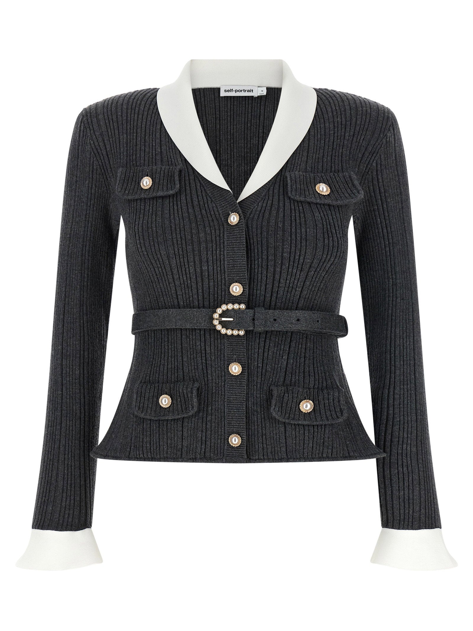 Self-Portrait Ribbed Cardigan