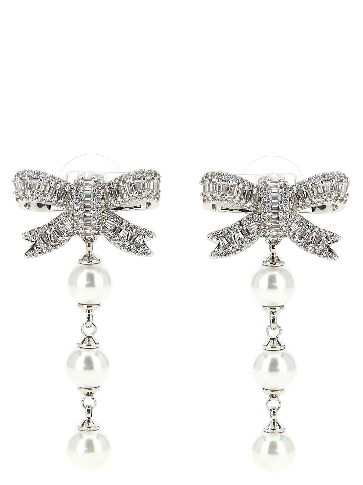 Self-Portrait Crystal Bow Pearl Droplet Earrings