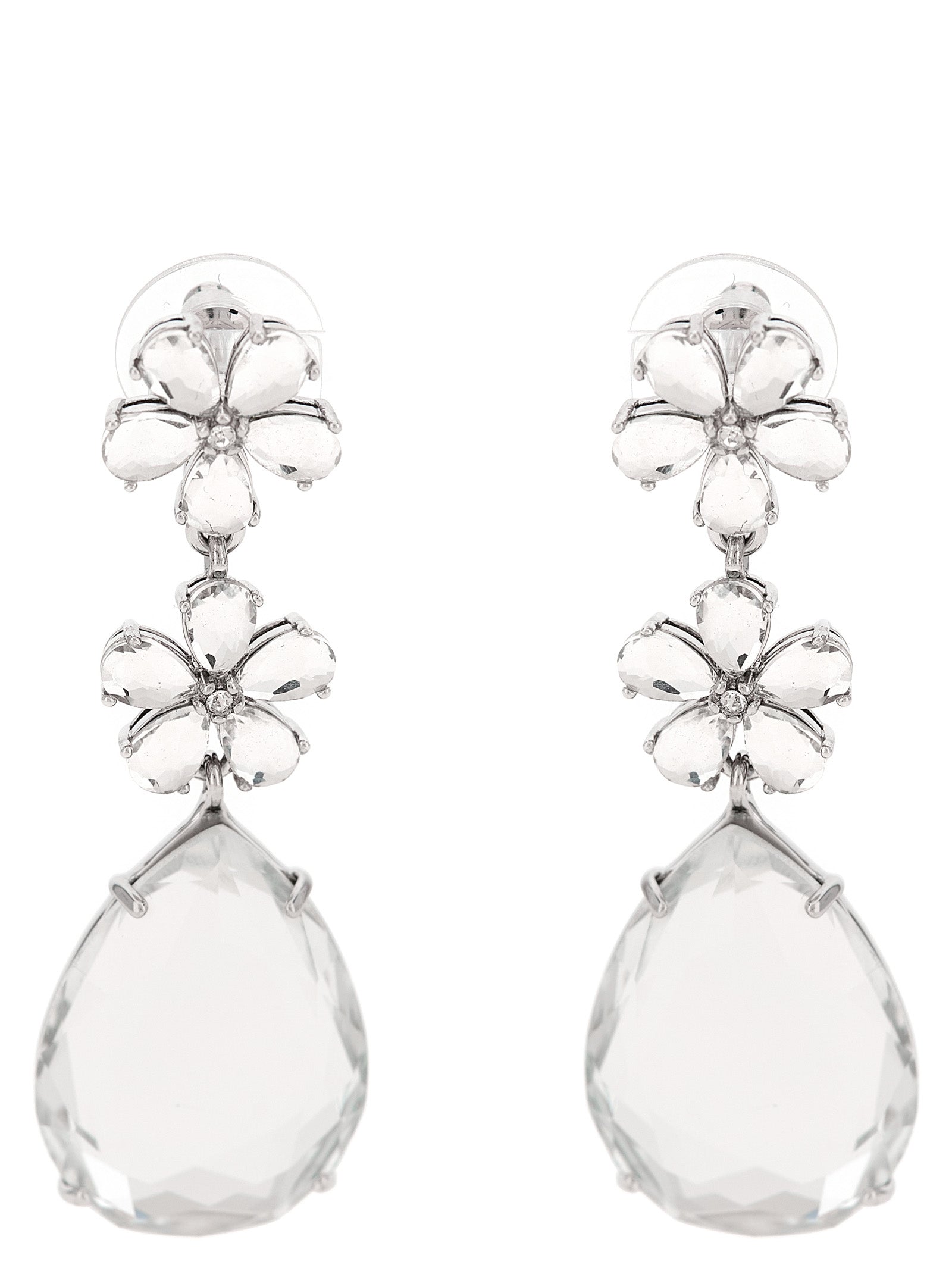 Self-Portrait Crystal Flower Tiered Earrings