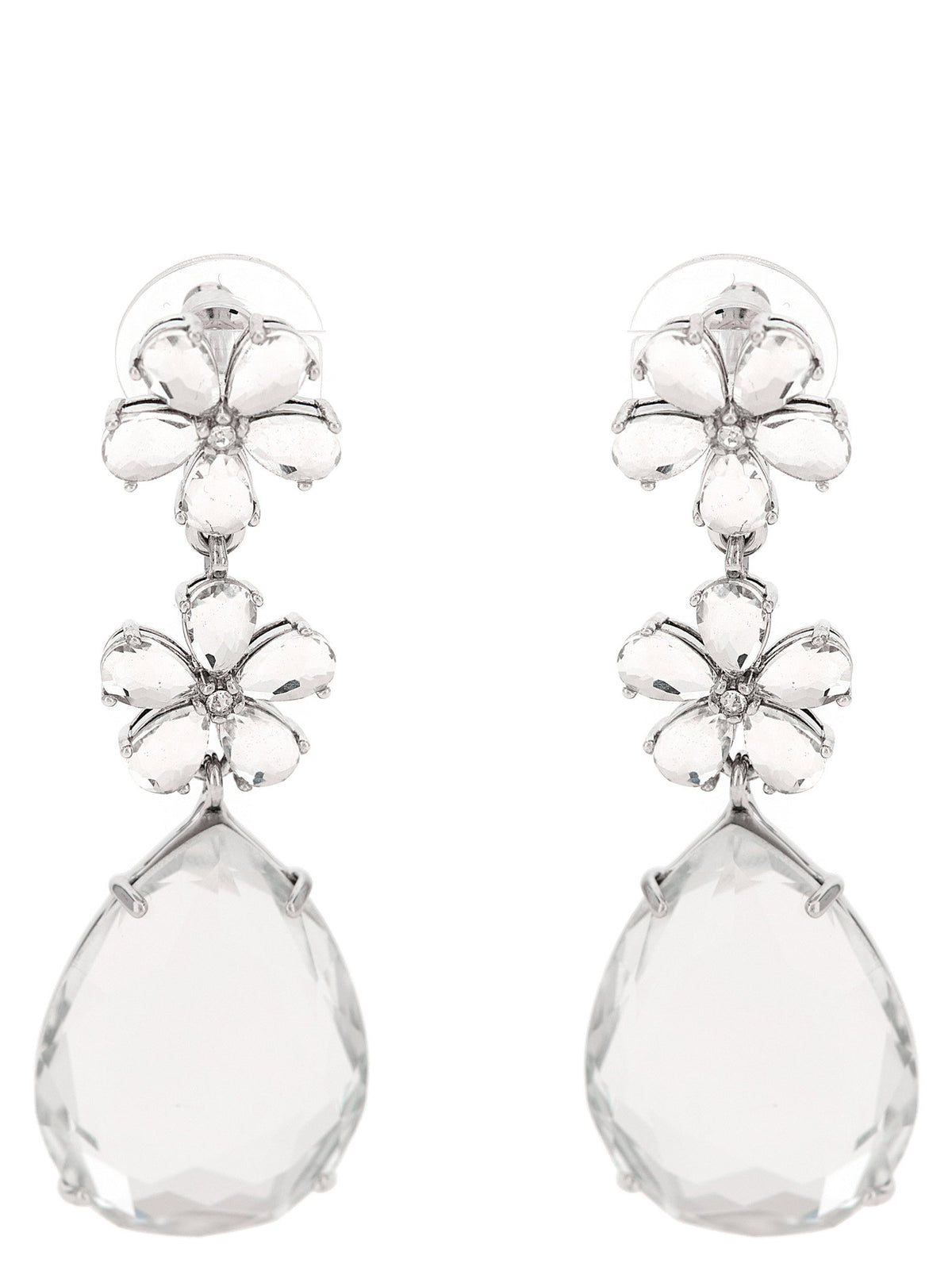 Self-Portrait Crystal Flower Tiered Earrings