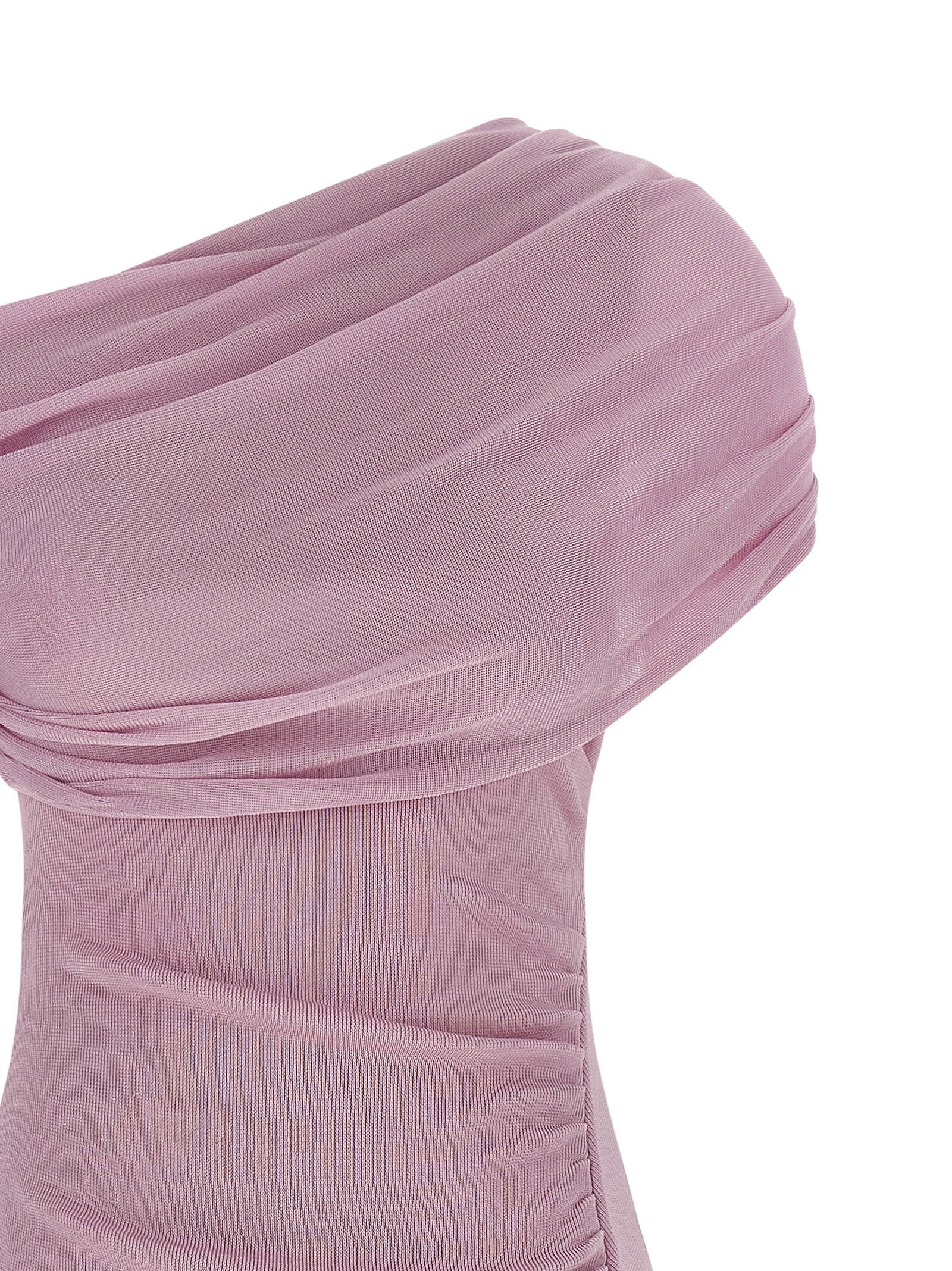 Self-Portrait Pink Cotton Draped Knit Midi Dress