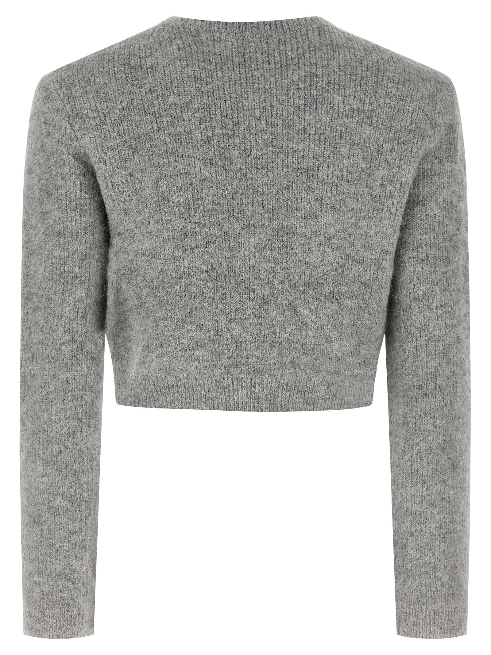 Self-Portrait Grey Fluffy Crystal Trim Cardigan