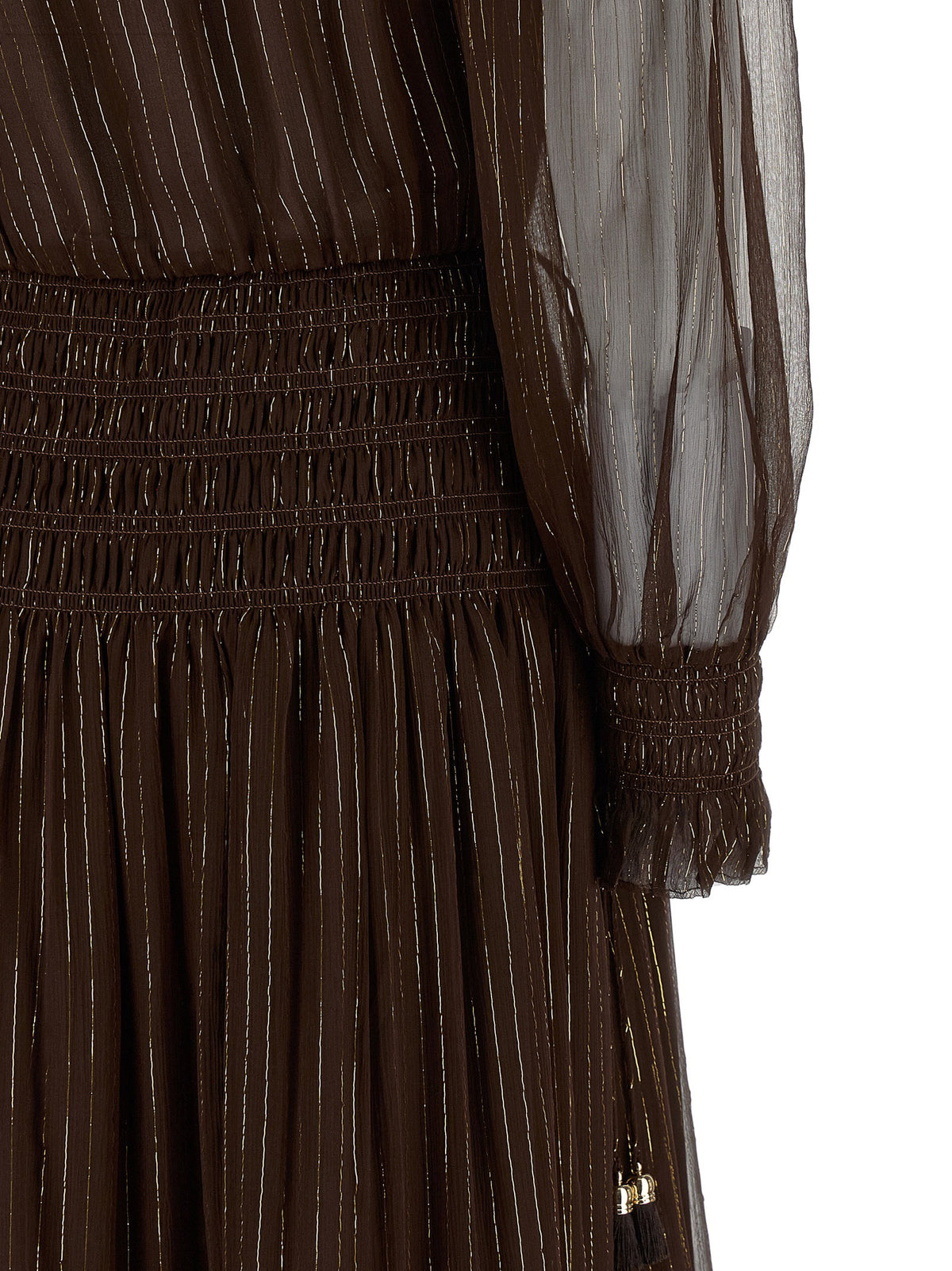Self-Portrait Brown Georgette Off Shoulder Maxi Dress