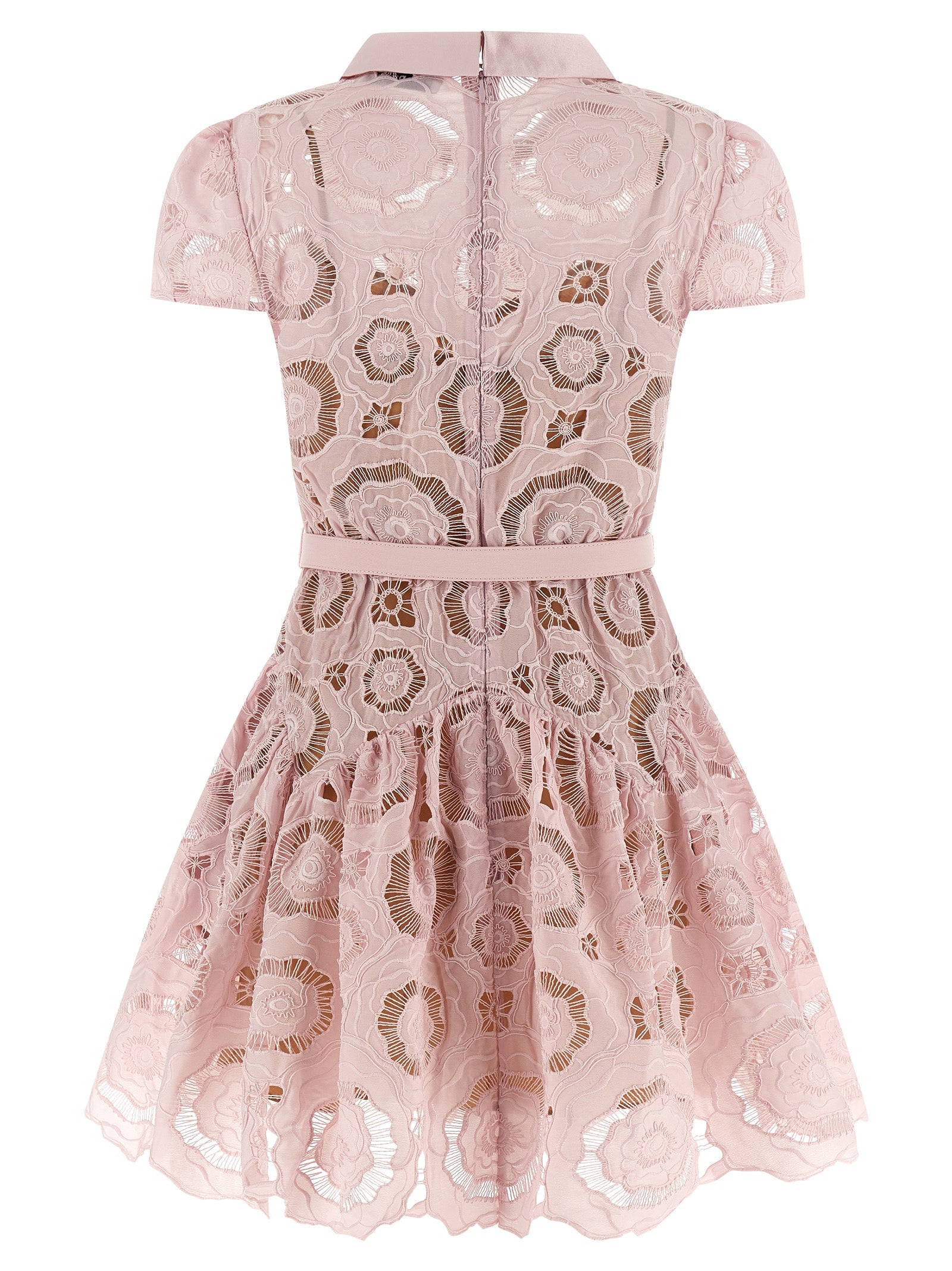 Self-Portrait Pink Floral Lace Mini Dress