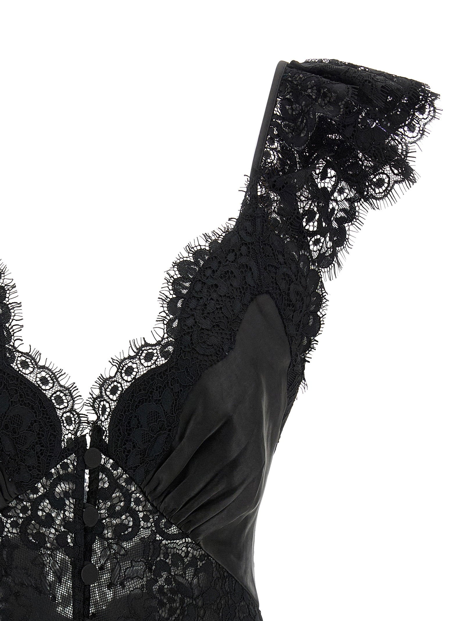 Self-Portrait Black Satin Lace Top