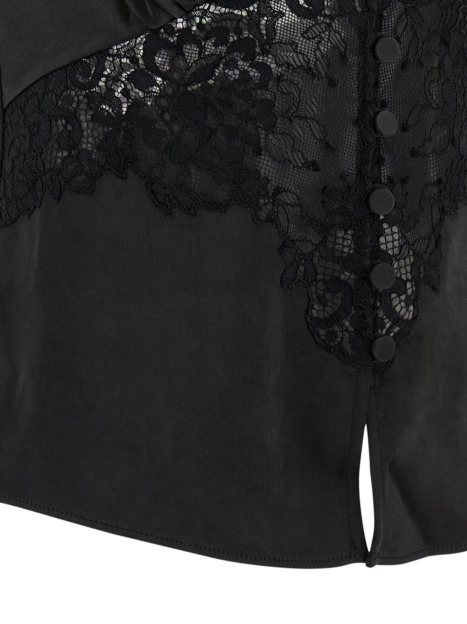 Self-Portrait Black Satin Lace Top