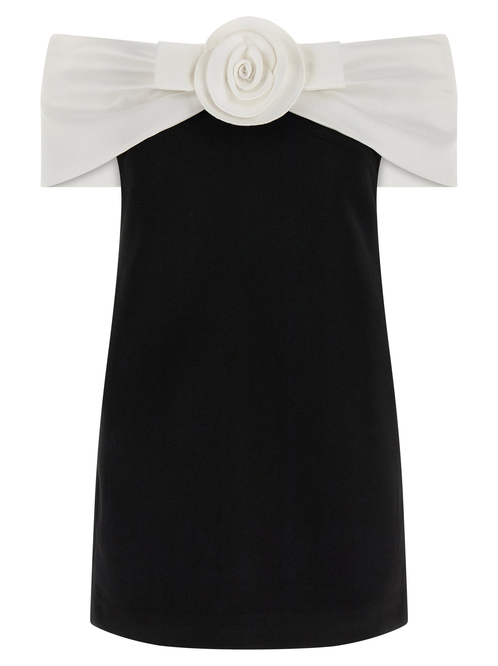 Self-Portrait Black Crêpe Flower Mini Dress