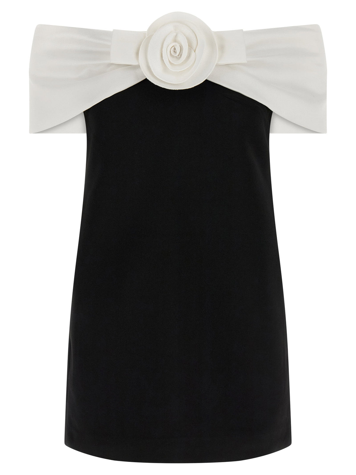 Self-Portrait Black Crêpe Flower Mini Dress