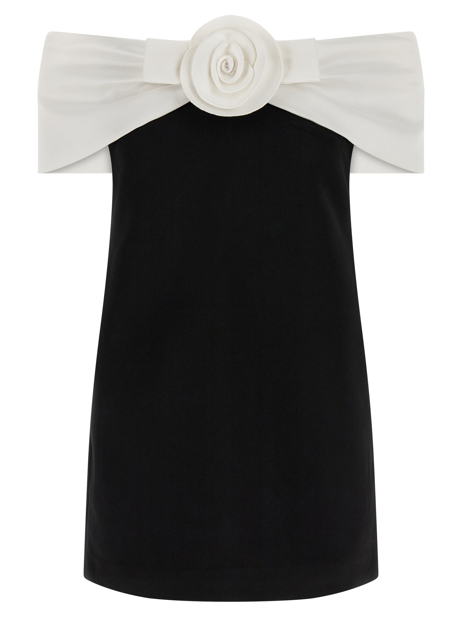 Self-Portrait Black Crêpe Flower Mini Dress