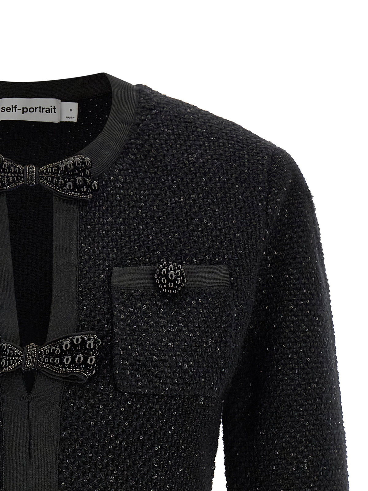 Self-Portrait Black Sequin Knit Mini Dress