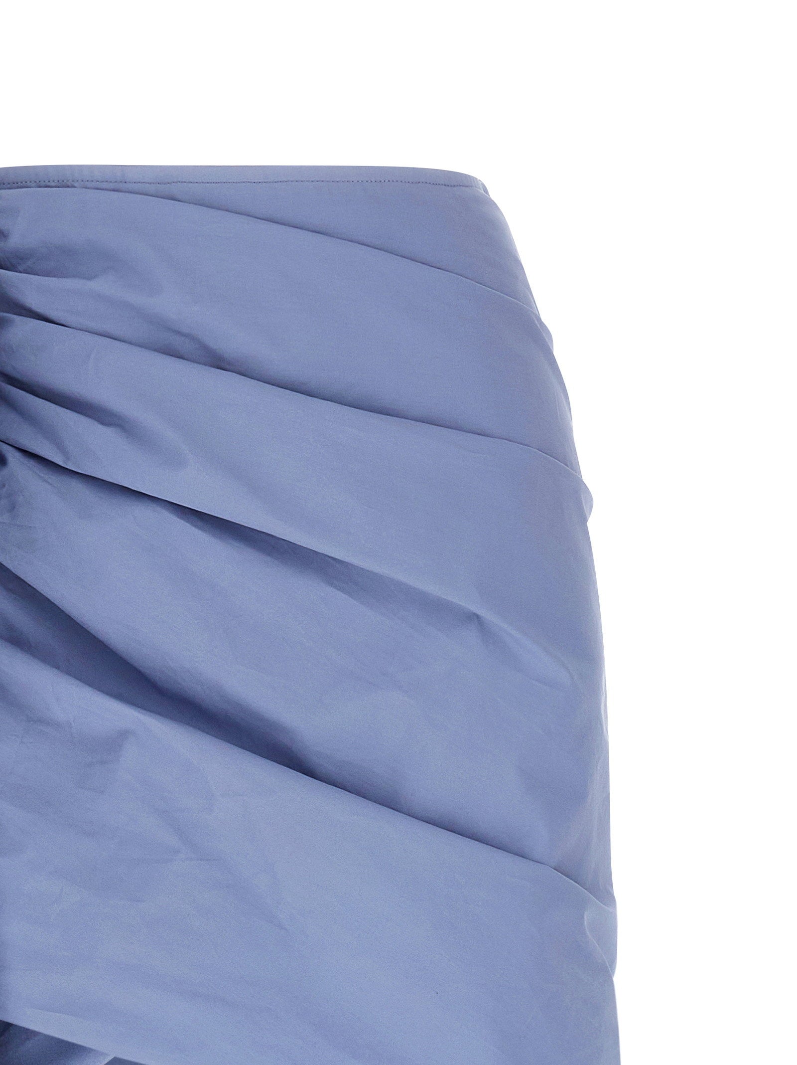 Self-Portrait Blue Cotton Tie Side Mini Skirt