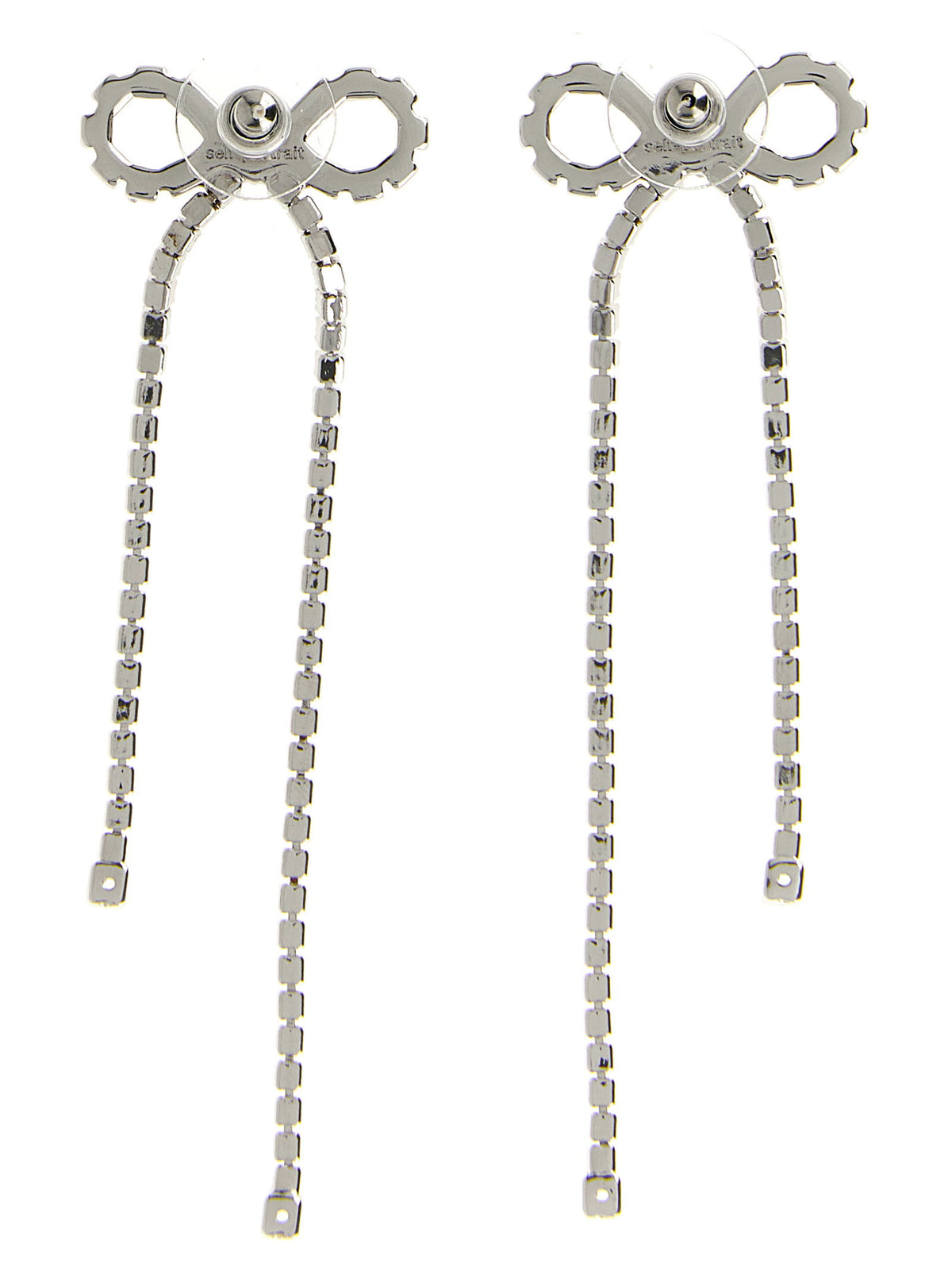 Self-Portrait Crystal Droplet Bow Earrings