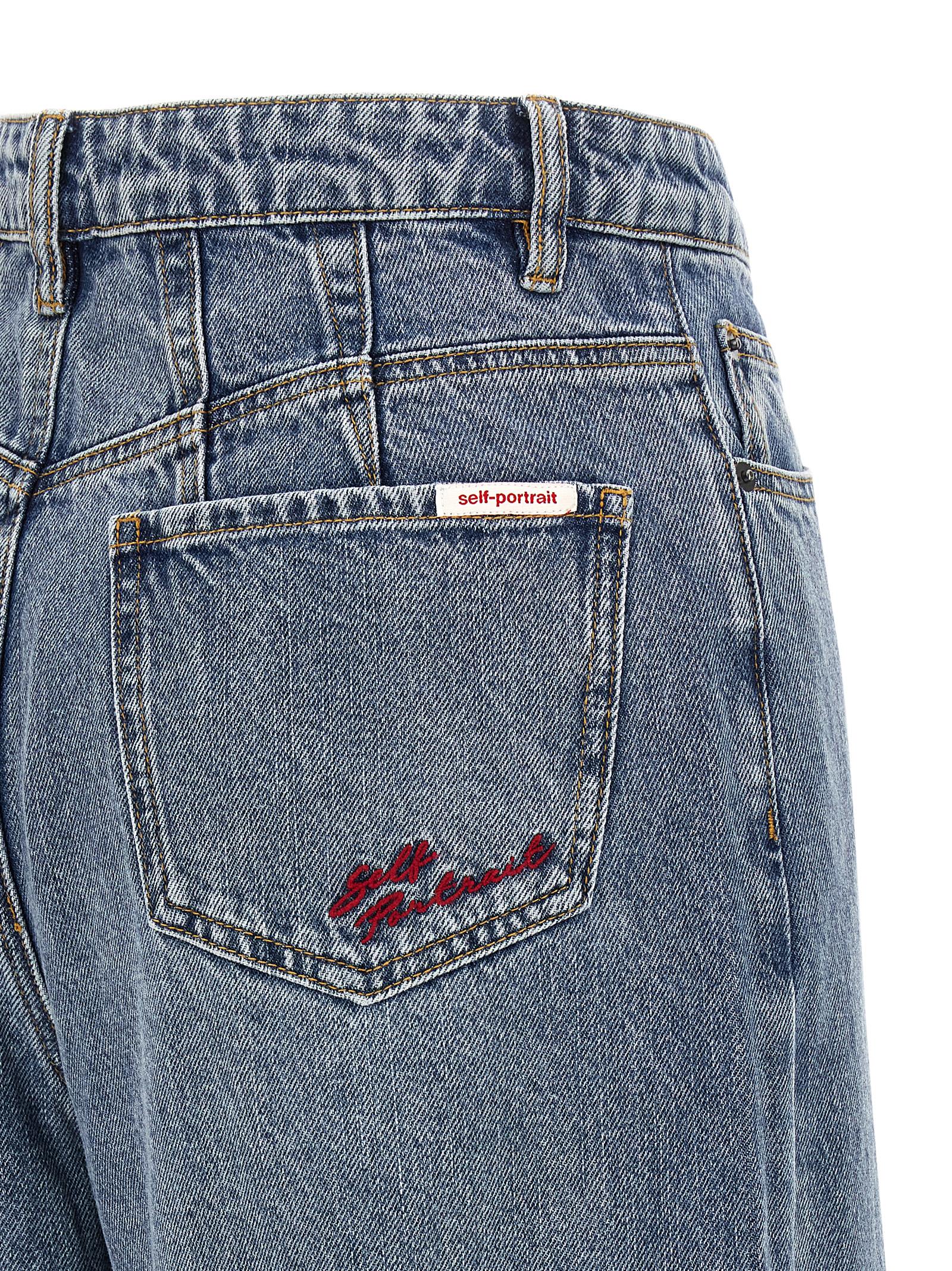 Self-Portrait Blue Barrel Leg Jeans