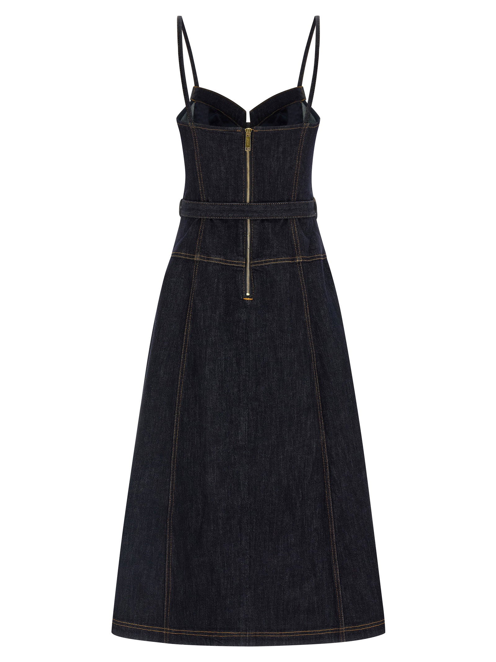Self-Portrait Indigo Denim Flared Midi Dress