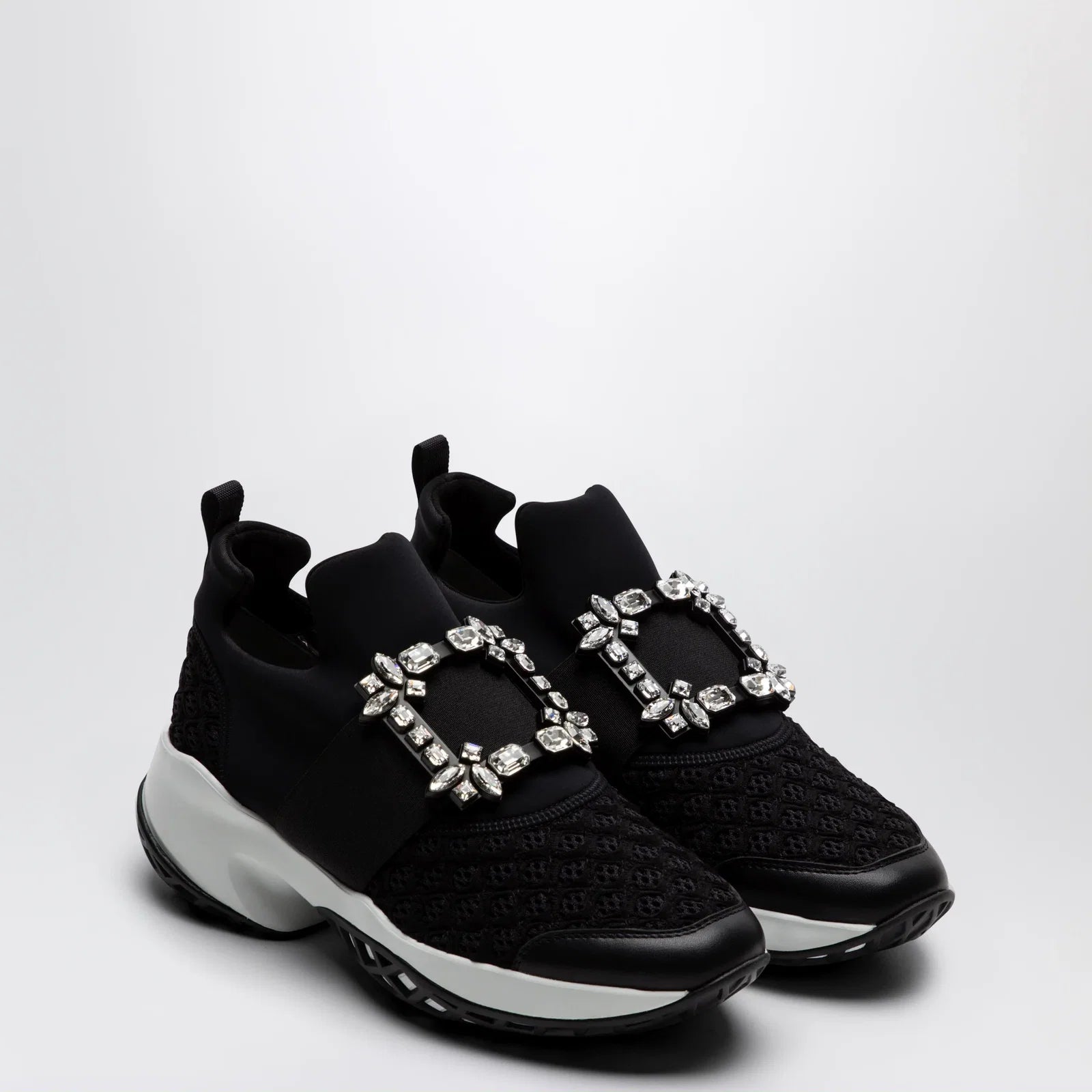 ROGER VIVIER Black Viv Run strass buckle sneakers