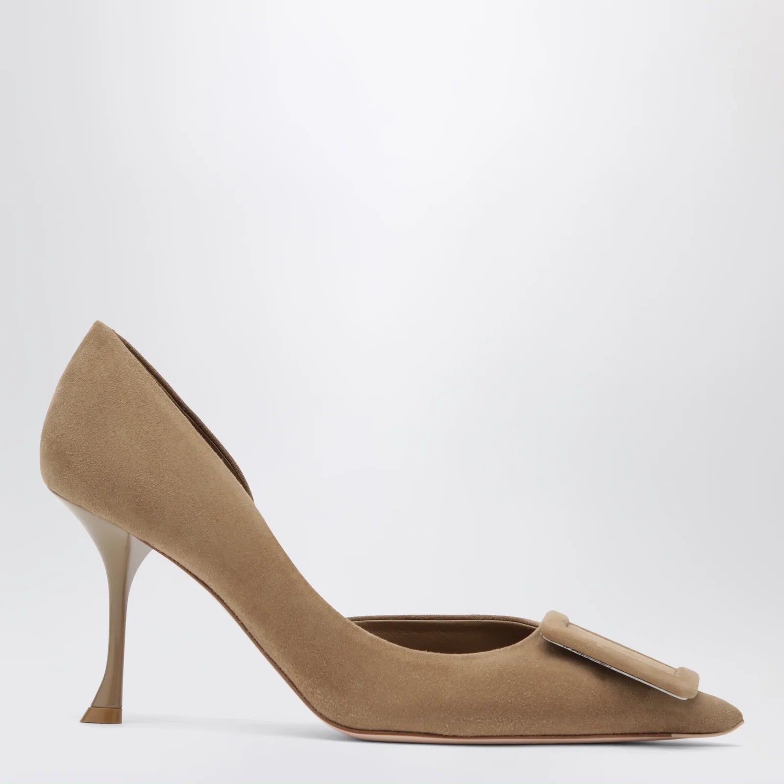 ROGER VIVIER Viv Ville Dorsay suede pumps in tobacco brown