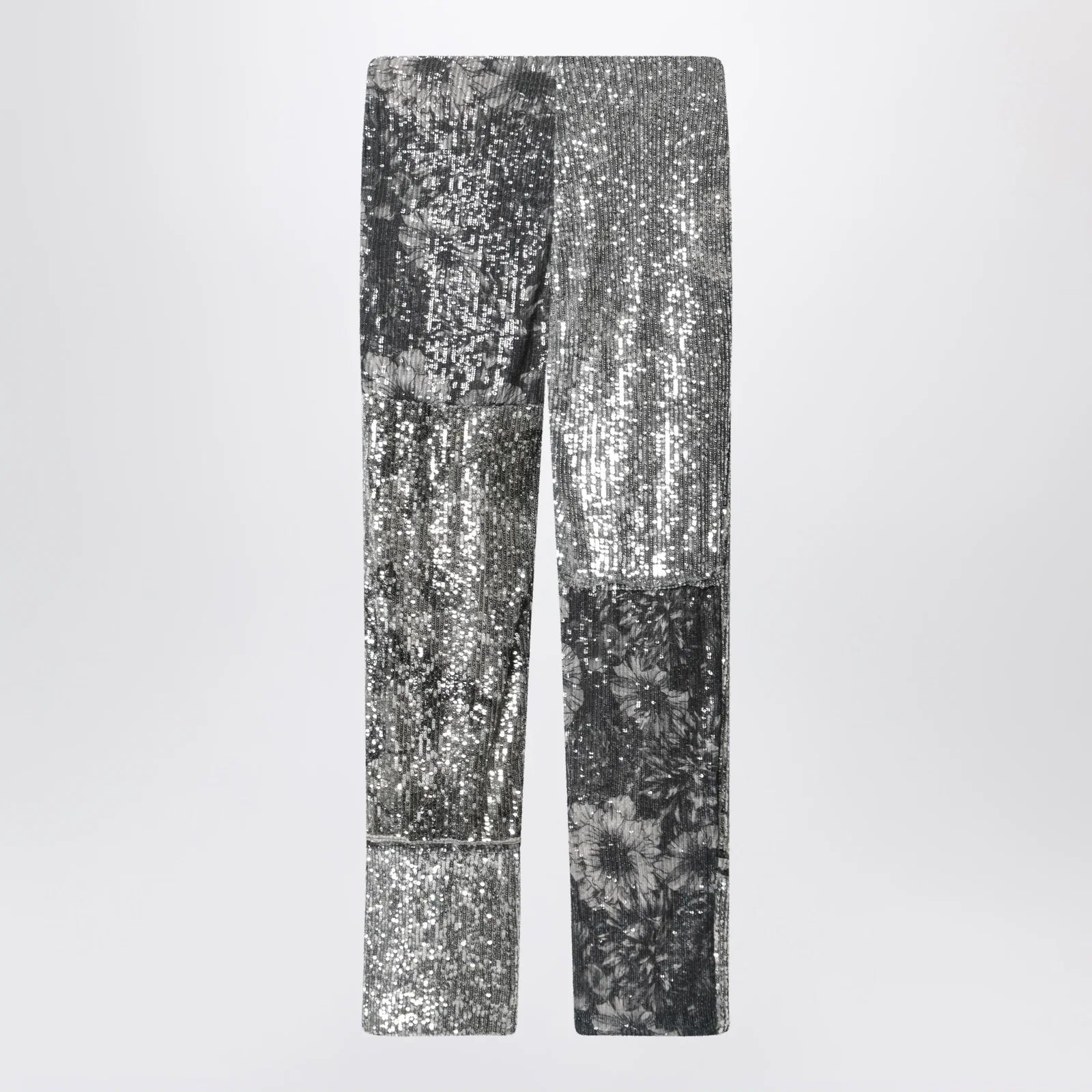 Maison Margiela Patchwork trousers with floral sequins, multicolor